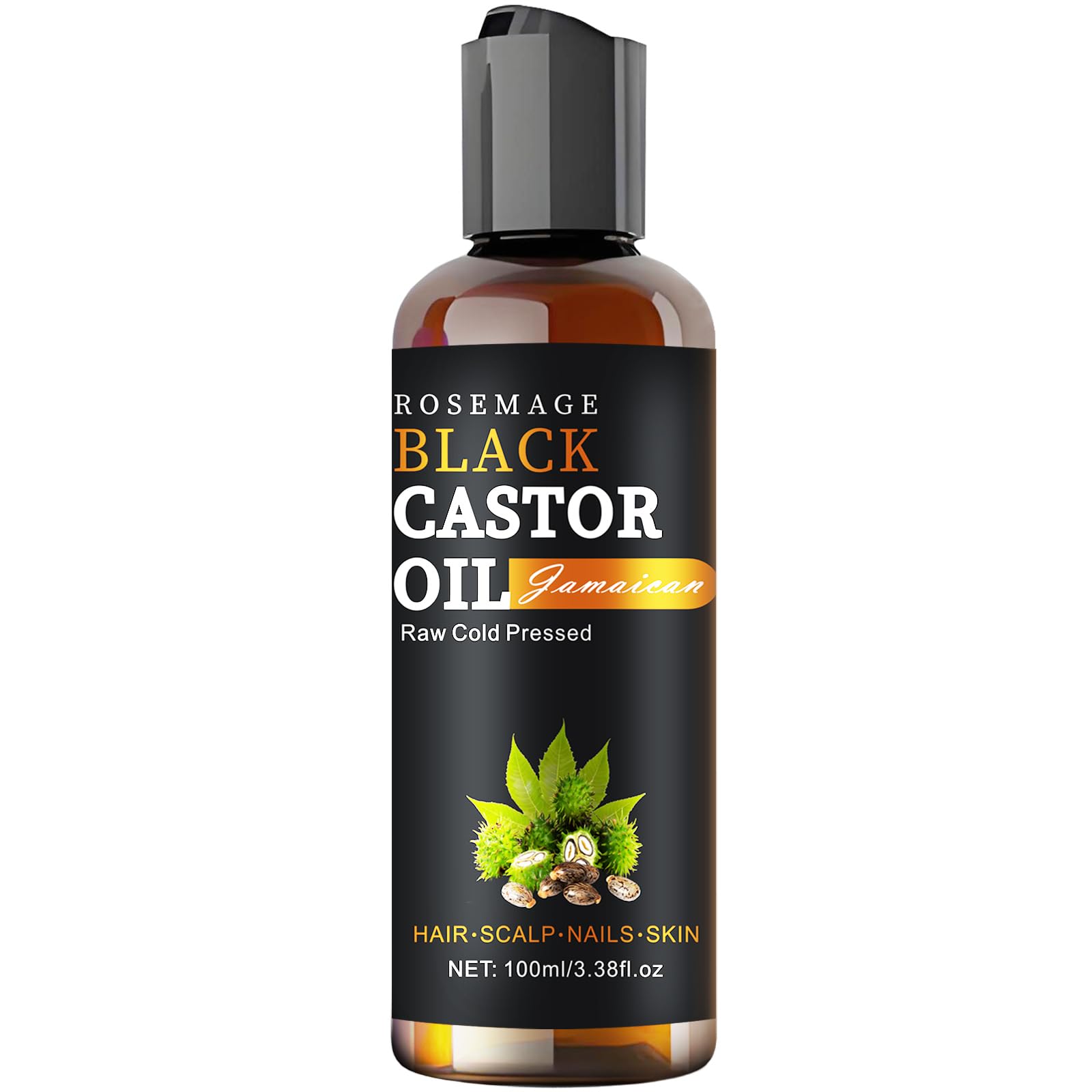 TOPLING Organic Jamaican Castor Oil 100% Pure and Natural Cold Pressed Carrier Oil for Hair Growth, Eyelashes & Eyebrows and Bod