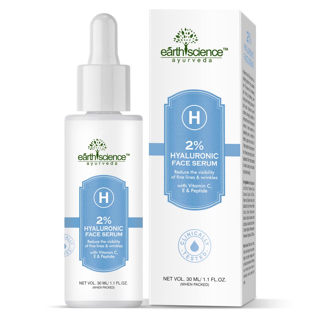Earth Science Ayurveda Hyaluronic Acid Face Serum For Hydrated Skin | For All Skin Types | For Men & Women | Vegan & CrueltyFre
