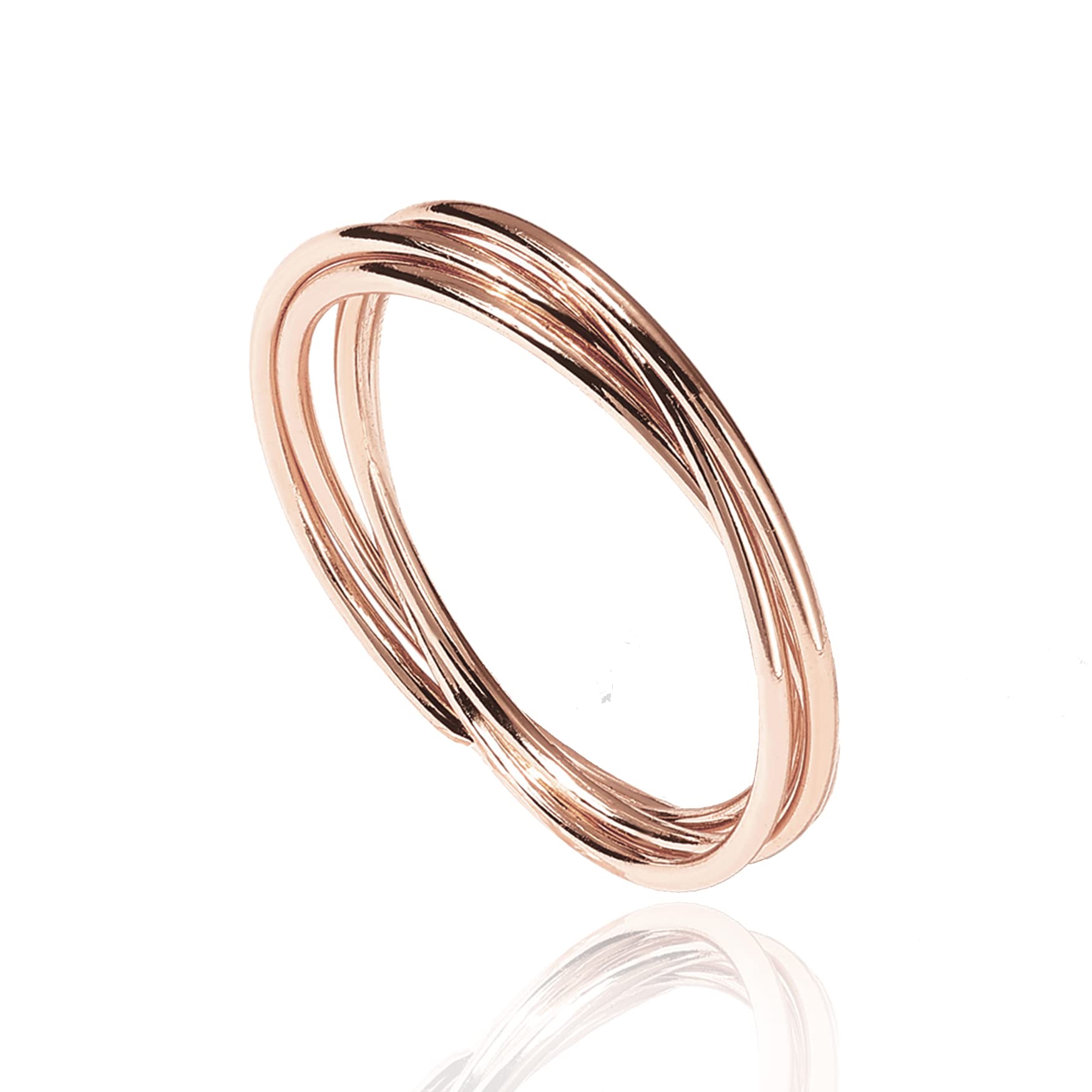 PAVOI Four Way Spinning Anxiety Ring (interlocked, Rose Gold, 6)