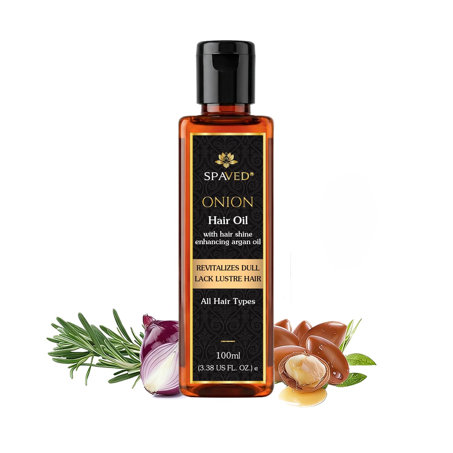 SPAVED Onion Hair Oil for Hair Growth 3.38 fl oz  Onion Oil & Rosemary Pre Wash Hair Oil with Tea Tree, Argan & Jojoba for Dry 