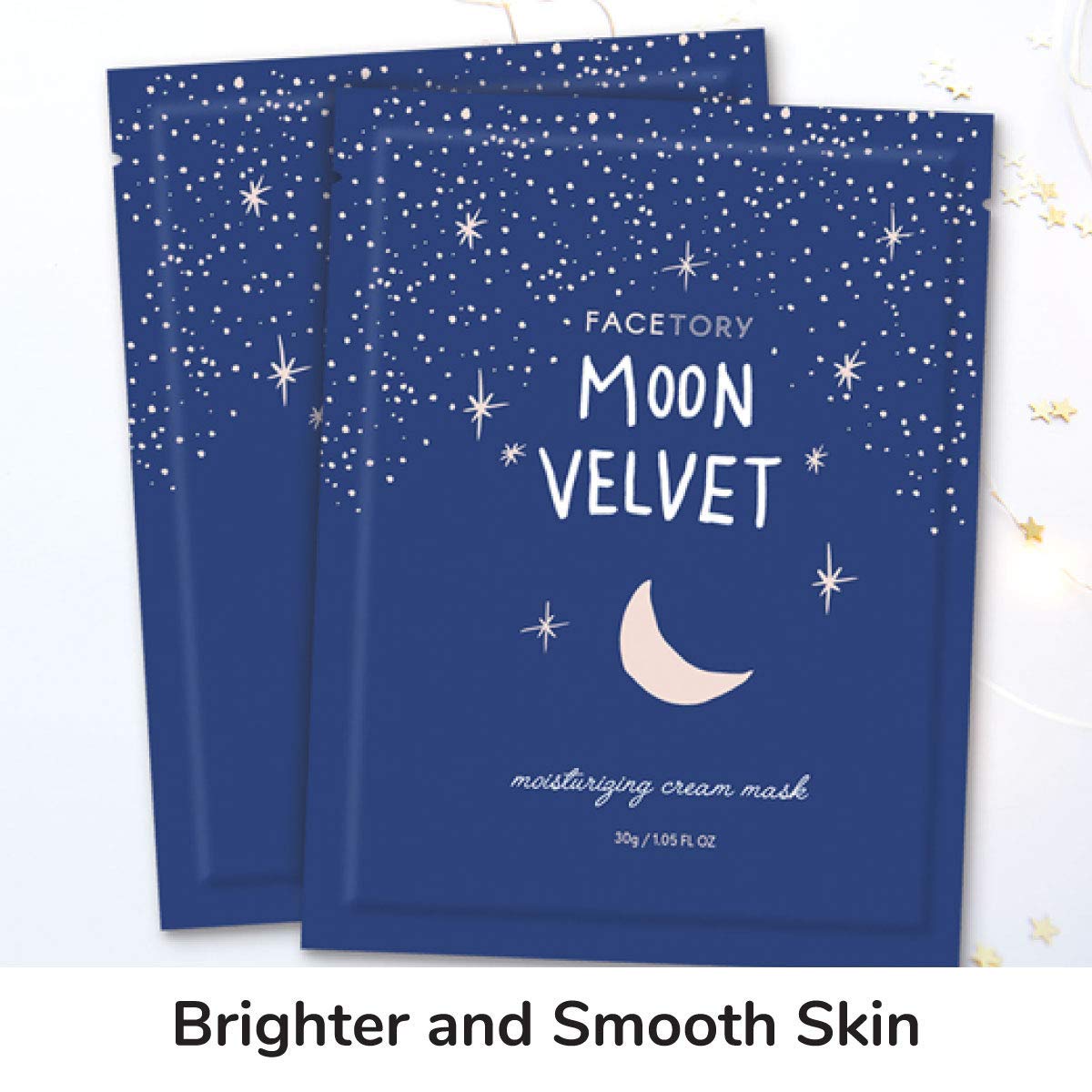 FACETORY K Beauty Face Mask Skin Care - MOON VELVET MOISTURIZING Sheet Mask with Sodium Hyaluronate & Shea Butter Cream | Moistu