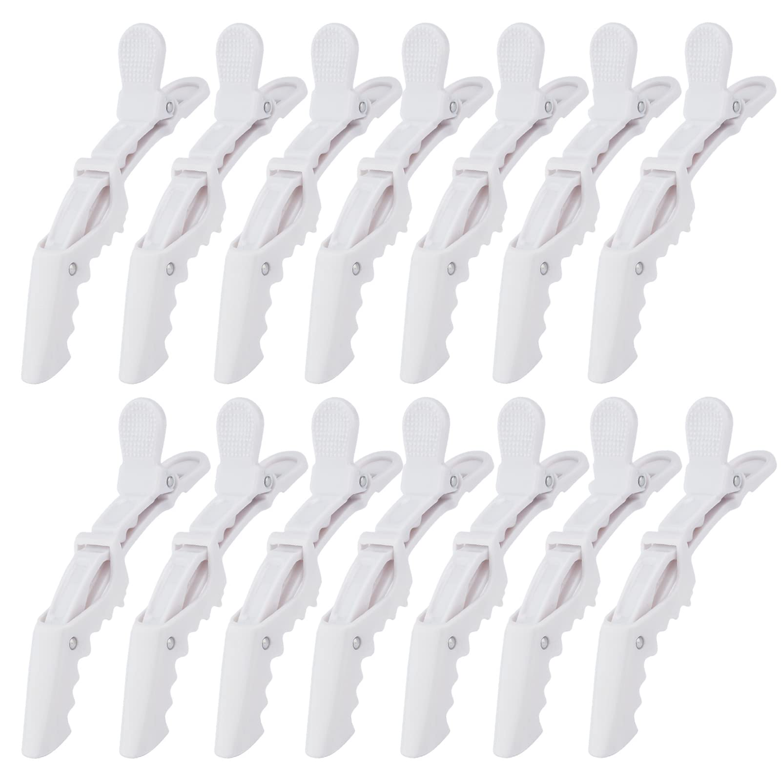 Ondder 14 Pack Alligator Hair Clips for Styling Sectioning, White Salon Pro Hair Clips for Barber Clips for Hair Coloring, Cutti
