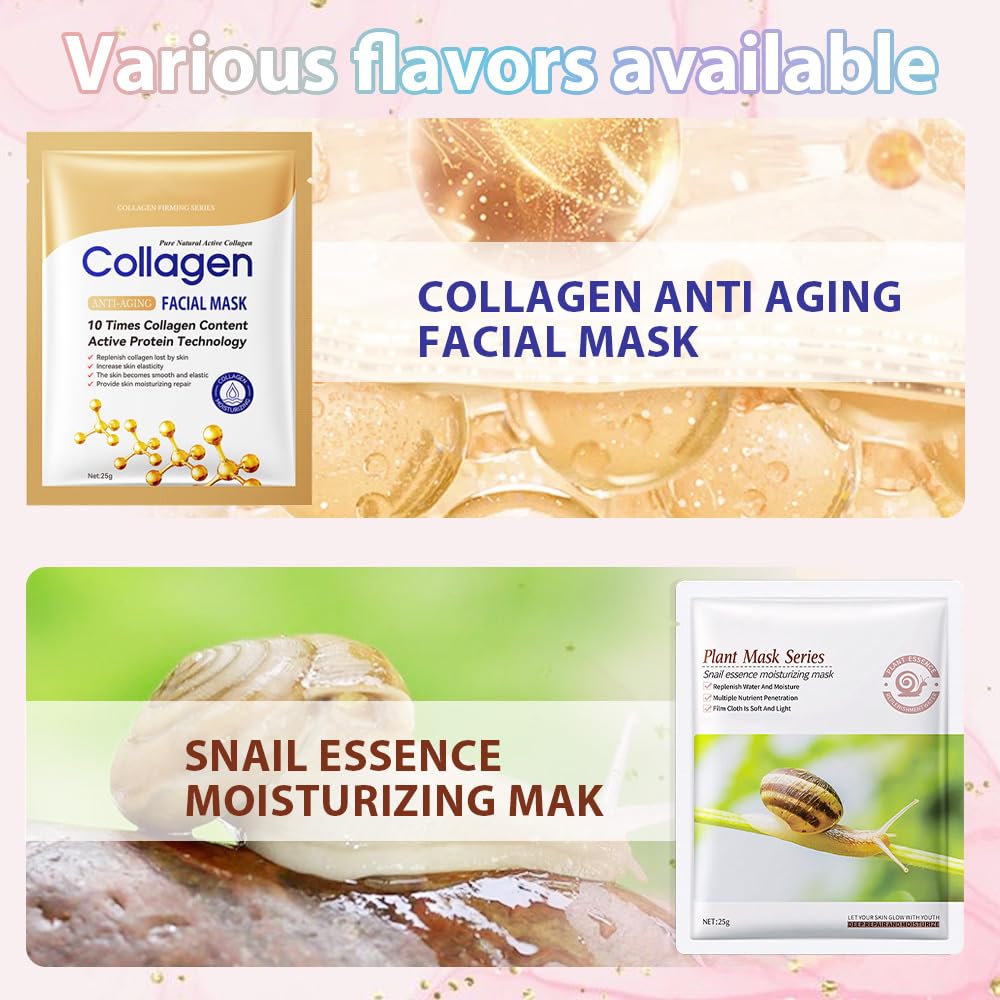 Kaely 10 Pack Variety Sheet Masks,Hydrating Smoothing Face Masks For Women Men,Facial Mask Skin Care Korean,Moisturize,Brighten,