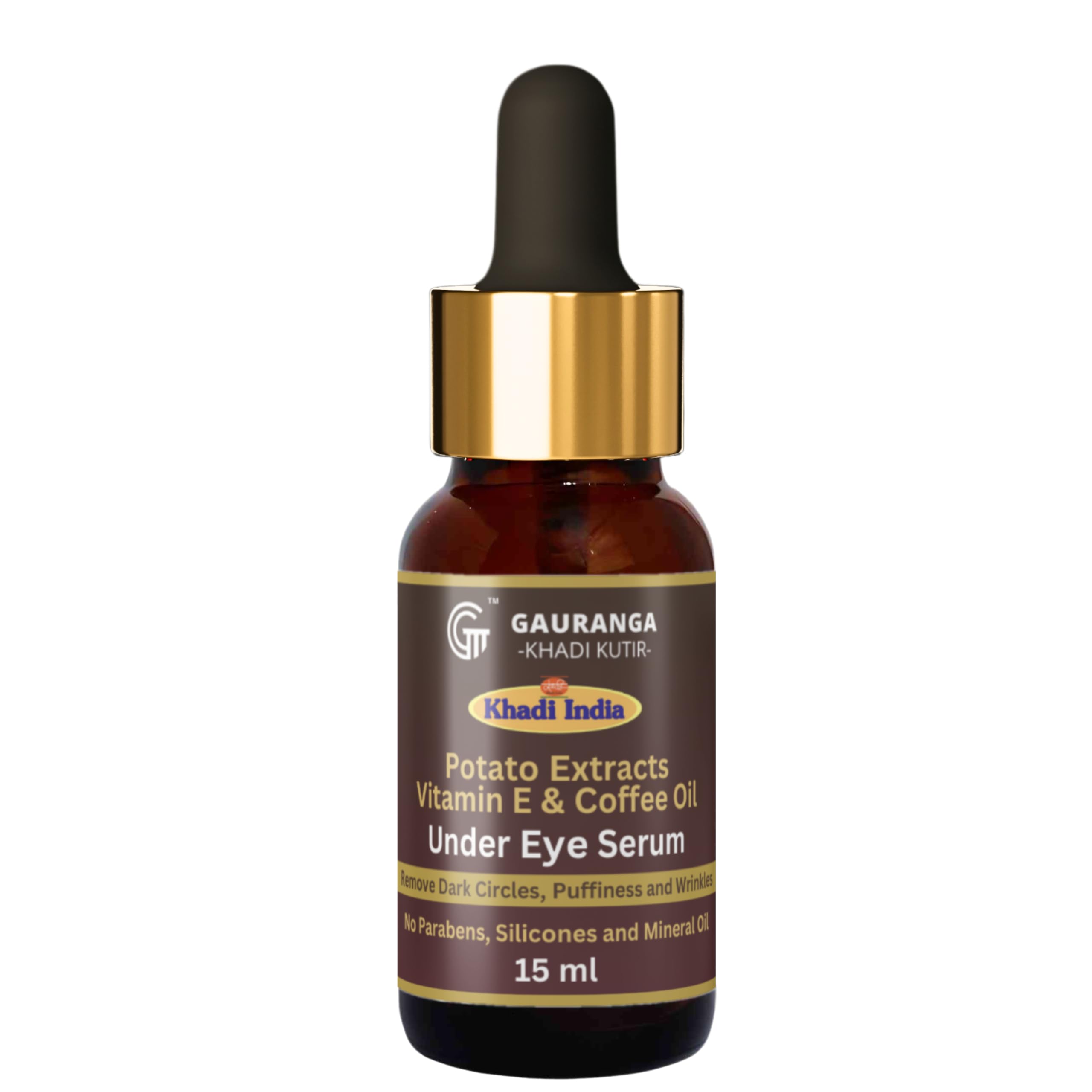 Gauranga Khadi Under Eye Serum With Potato Extracts, Coffee Oil And Vitamin E | Remove Dark Circles, Puffiness And Wrinkles | Fo