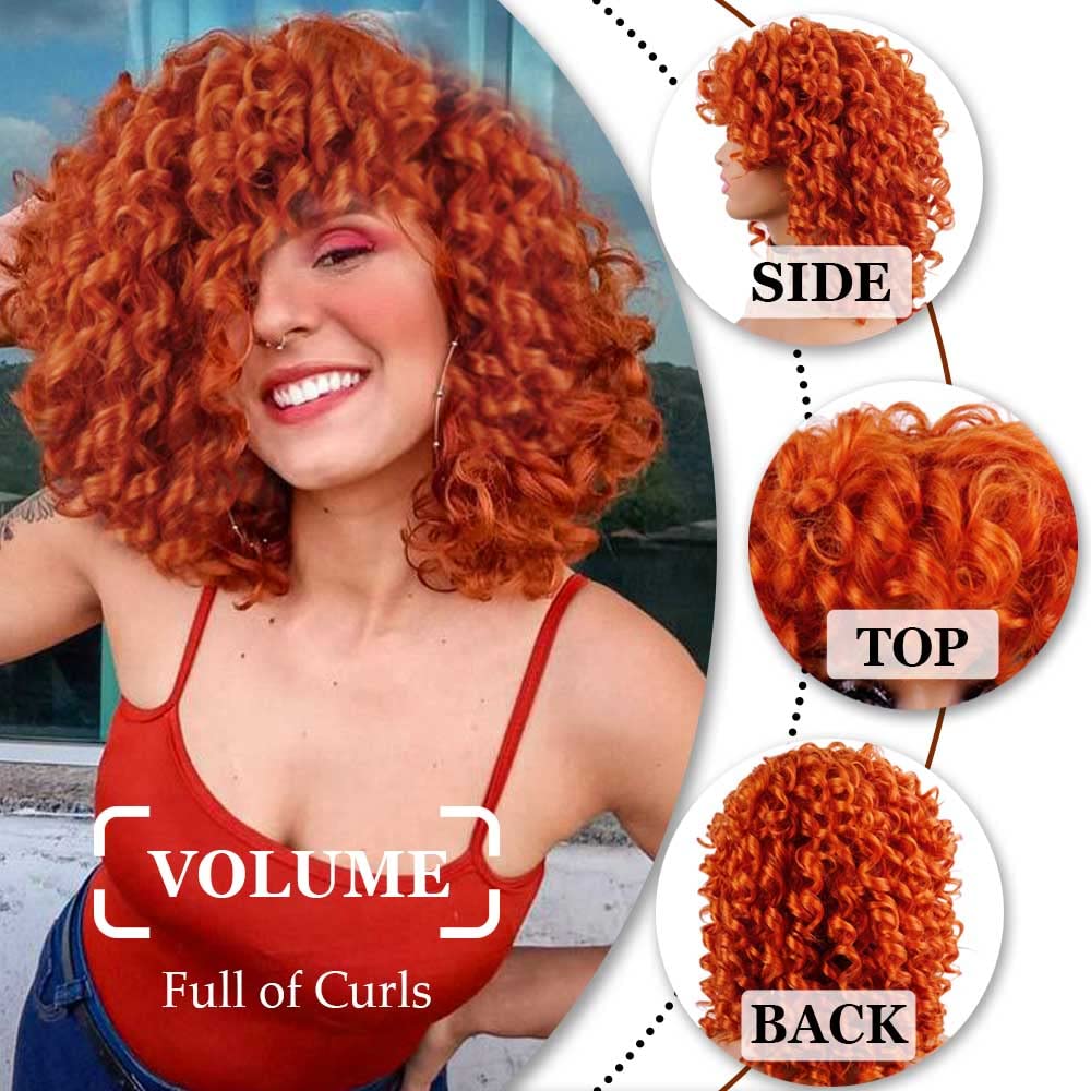 AIDUSA Short Loose Curly Wig for Black Women Short Curly Wigs for Black Women Curl Afro Wigs for Black Women Synthetic Hair Wig