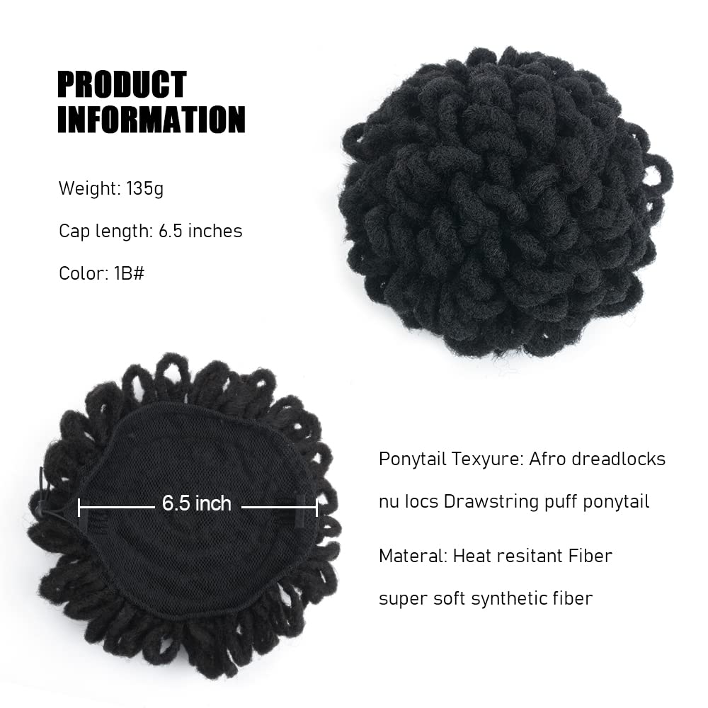 Yinmei Baibian 10Inch Dreadlocks Bun Drawstring Ponytail Hair Chignon Curly Braided Afro Puff Nu Locs Braids Buns Hairpiece Synt