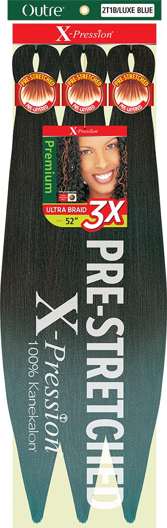[5 Pack Deal] Outre X-Pression Braid-Pre Stretched Braid 52'' 3X 5 Packs (2T1B/Luxe Blue)