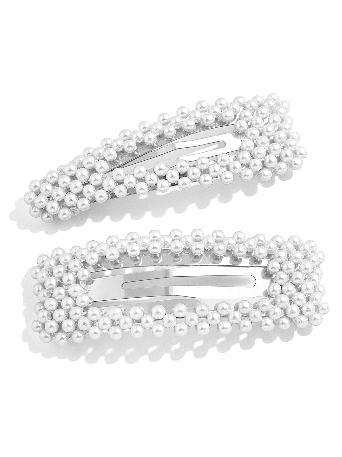 Pearls Hair Clips Silver Wedding Decorative Hair Pins Barrettes Large for Women Bridal Bridesmaid Flower Girls Her Valentines Mo