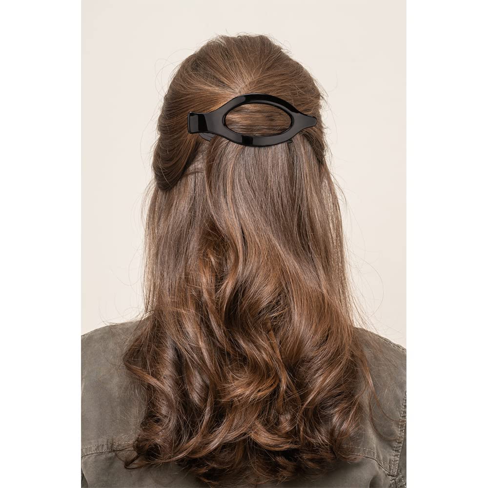 ATODEN Flat Hair Clips Lay Down Hair Clips for Thick Hair Barrettes for Women Alligator Hair Clips 3Pcs Black Hair Clips for Thi