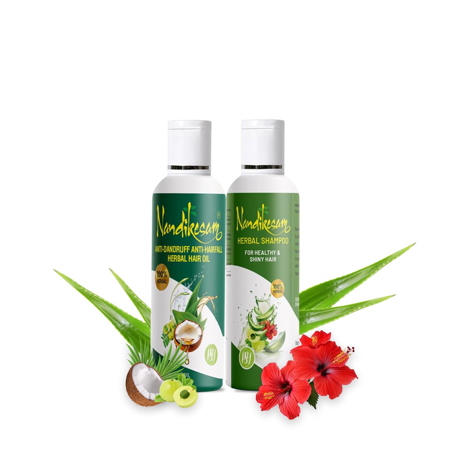 PSY Nandikesam Hair Care Combo | Herbal Hair Oil & Herbal Shampoo | AntiDandruff & AntiHair Fall Treatment | Supports Hair Gro