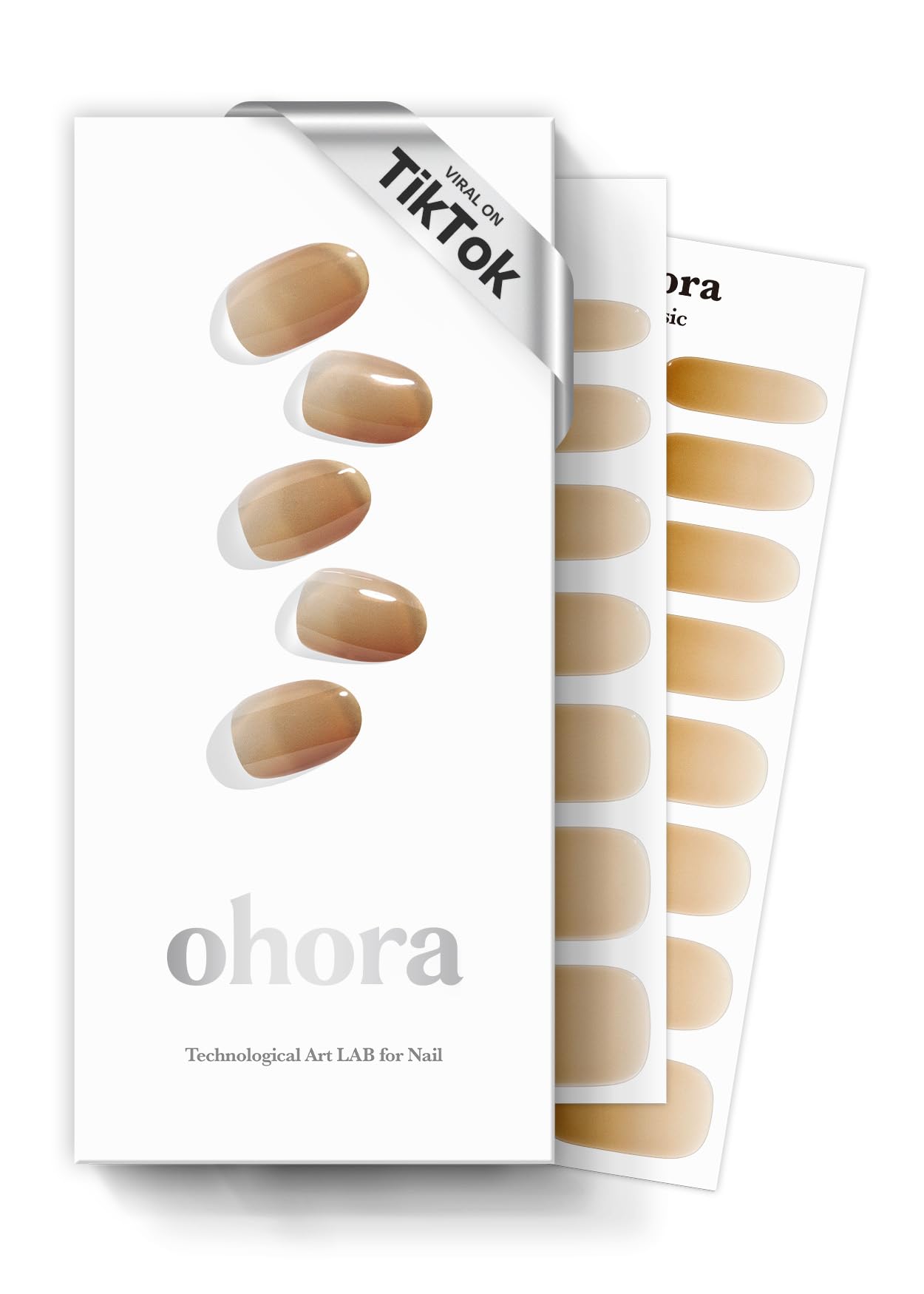ohora Semi Cured Gel Nail Strips (N Caramel Glaze) - Works with Any Nail Lamps, Salon-Quality, Long Lasting, Easy to Apply & Rem
