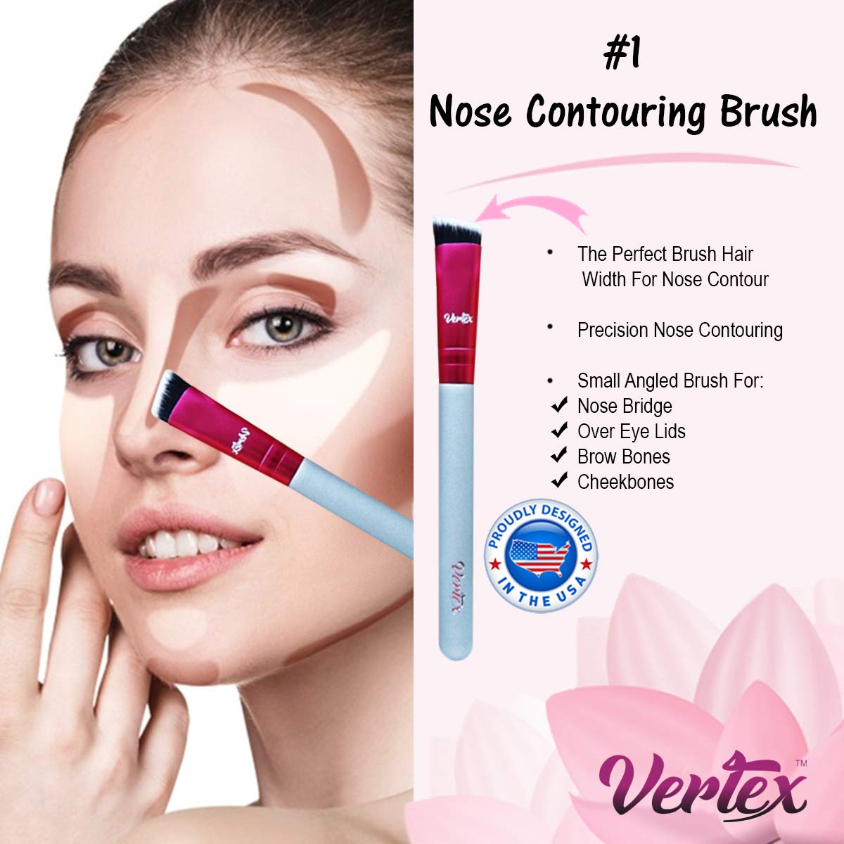 Nose Contour Brush Contouring Makeup Brush Set - Sculpting Blending Real Brush Hair Angled Blush Techniques Dramatic Cheekbones