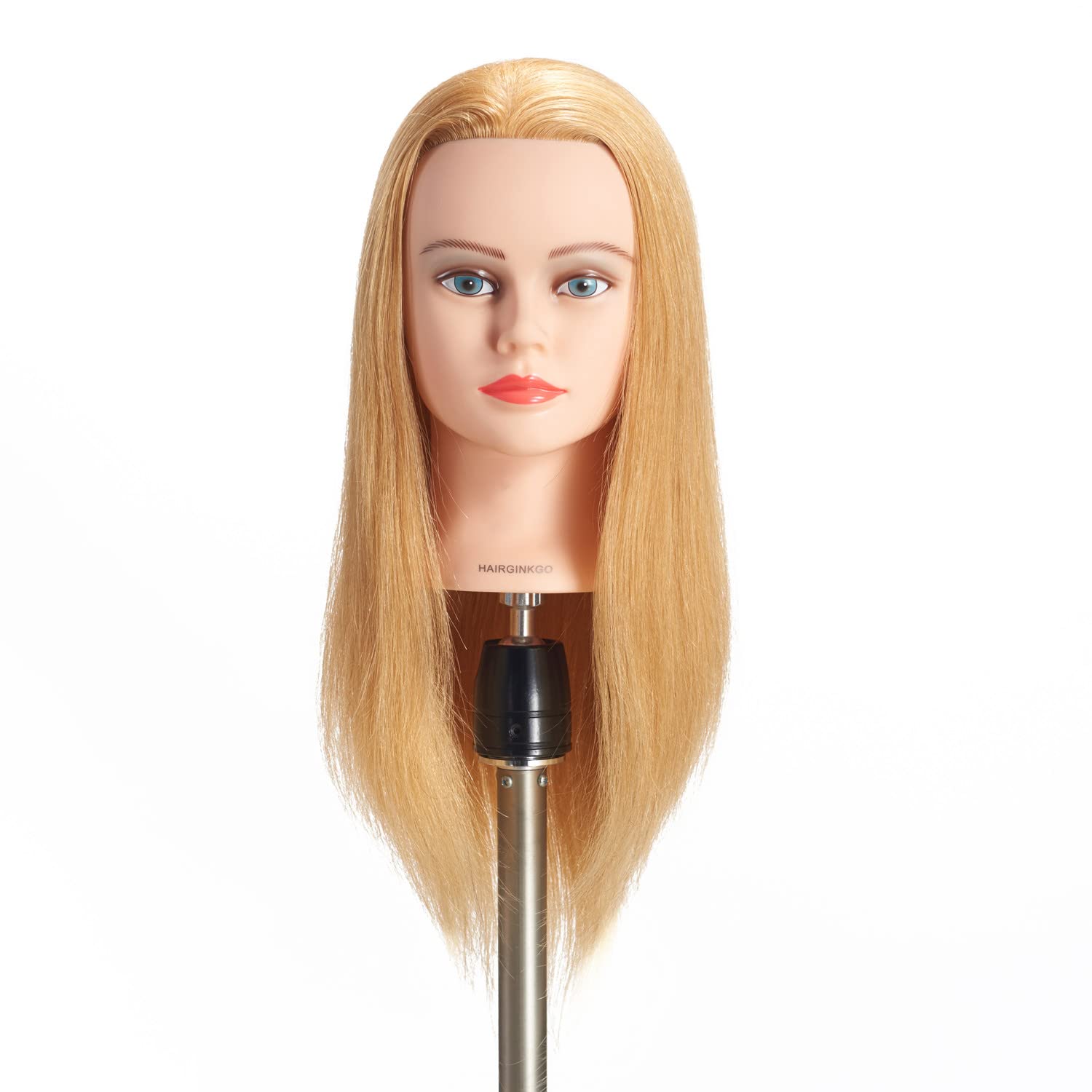 Hairginkgo Mannequin Head 20''-22'' 100% Human Hair Manikin Head Hairdresser Training Head Cosmetology Doll Head For Styling Dye