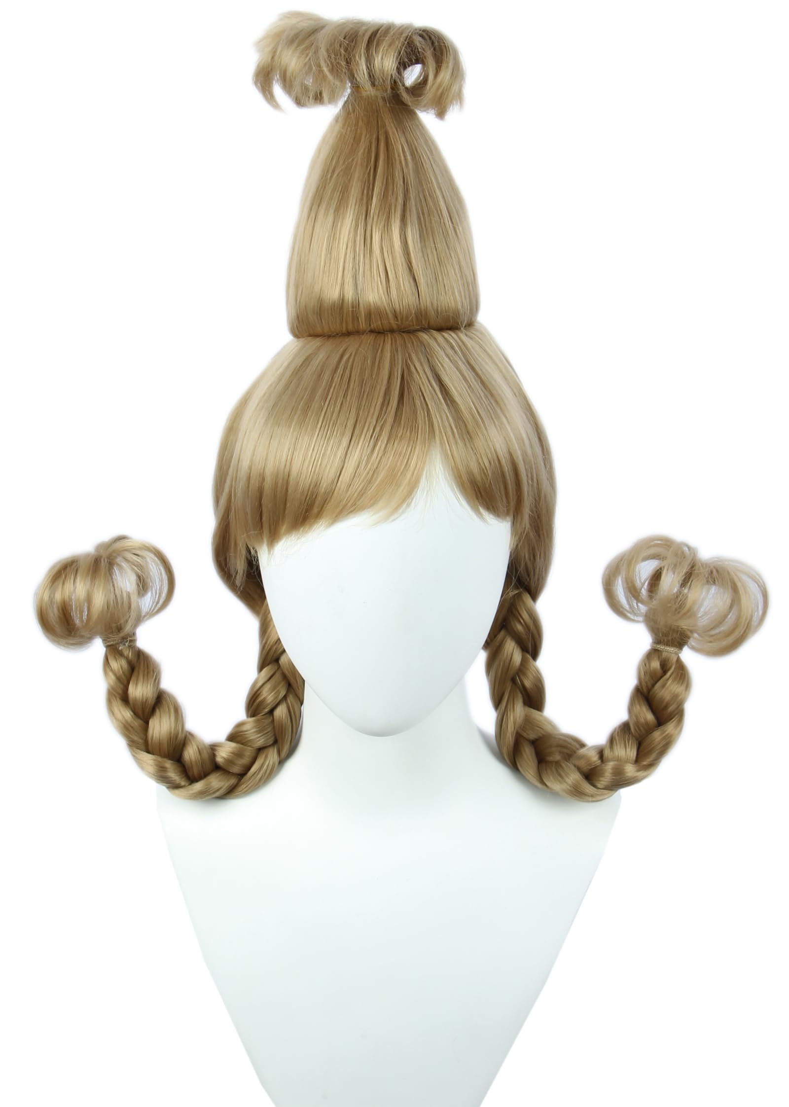Linfairy Christmas Girl Wig With Wire Braids Halloween Cosplay Costume Wig For Women