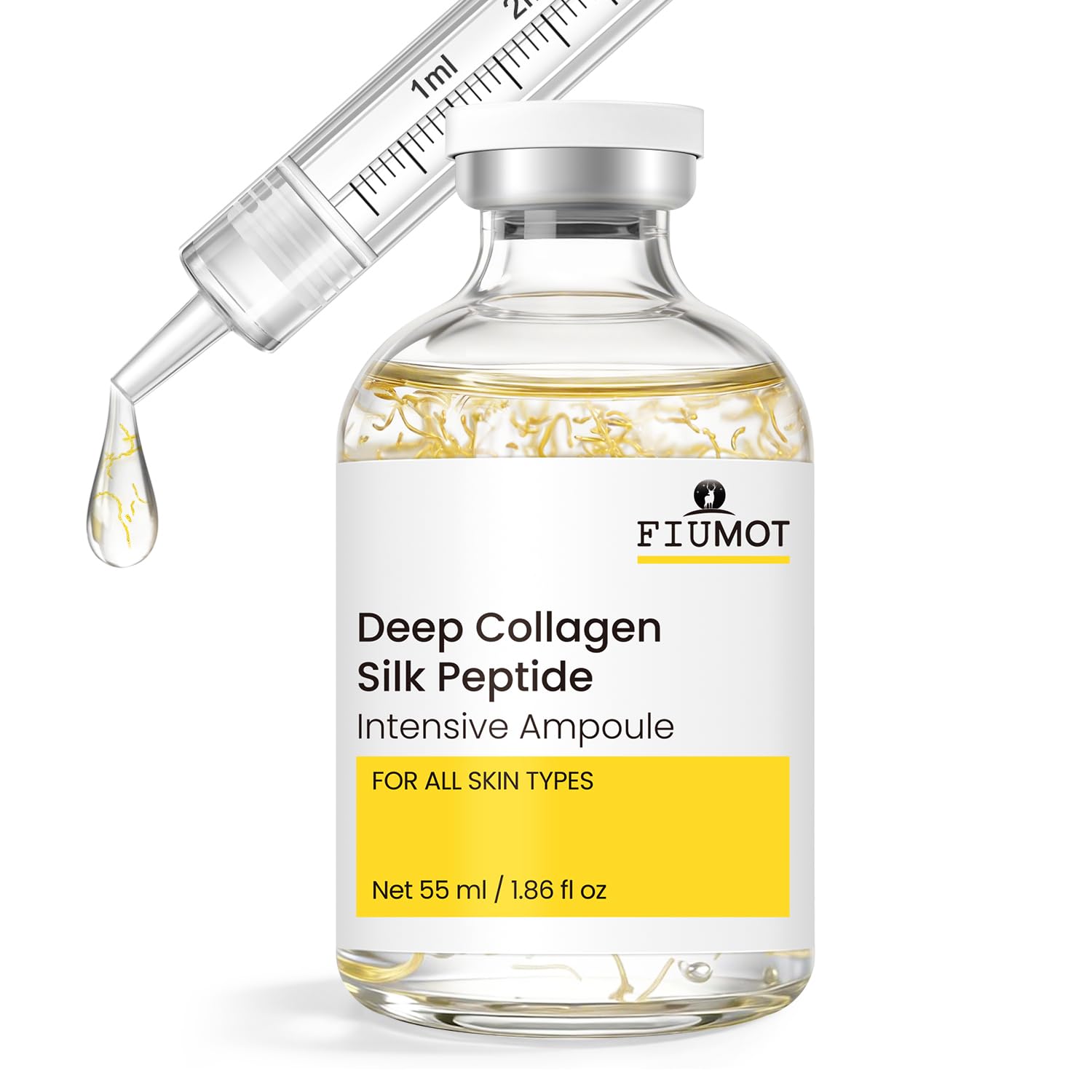 Deep Collagen Silk Peptide Intensive Ampoule with 30 Peptides, ~120 Da Collagen & Panthenol, Hydrating and Firming Serum for Fin