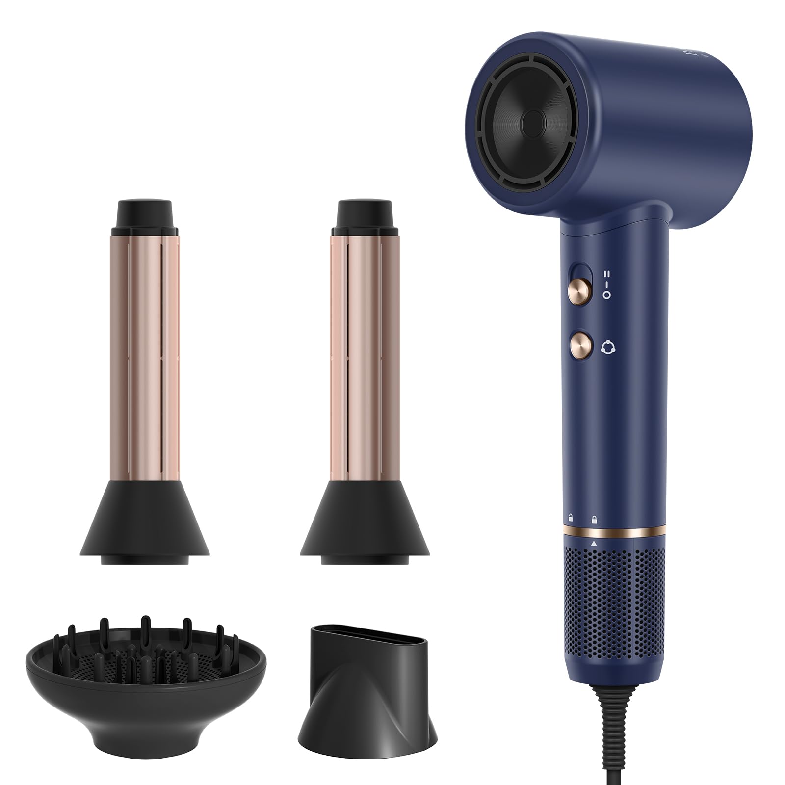 PARWIN PRO BEAUTY Air-Sonic Hair Dryer with Diffuser, HD-LED Display & 110, 000 RPM High Speed Ionic Blow Dryer, 1 1/4 Inch Left