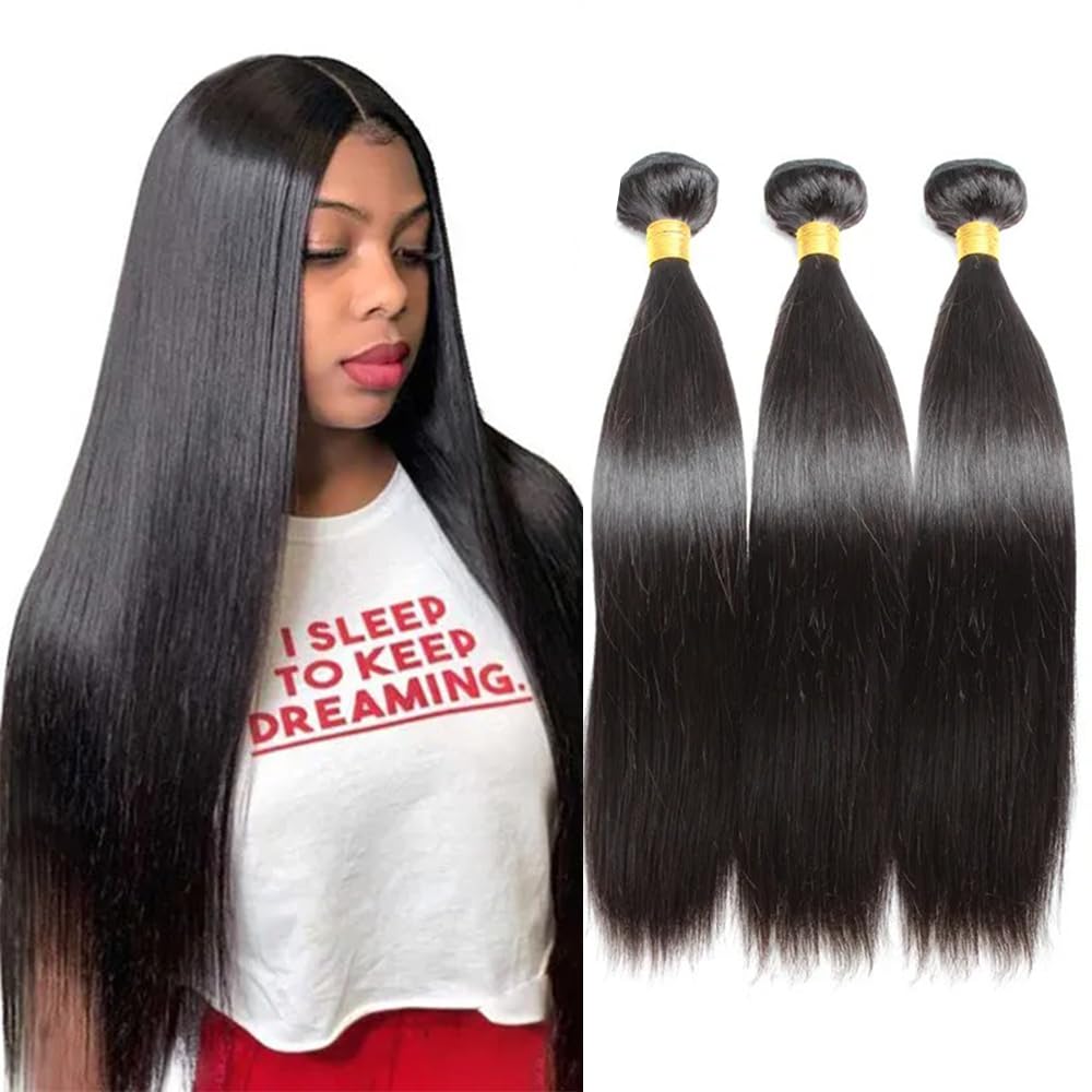 #1B Natural Black Straight 3 Bundles Human Hair 150G Deals 182022