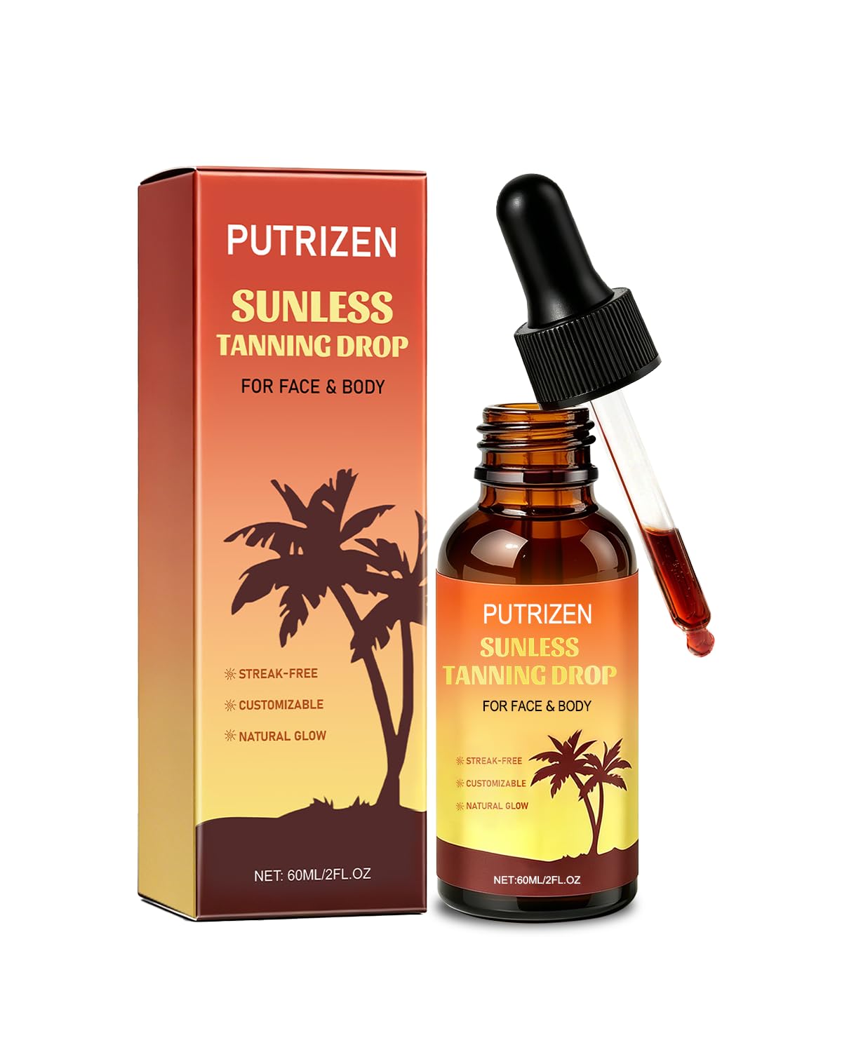 Self Tanning Drops for Face and Body, Gradual Sunless Tanner, 2 Fl Oz