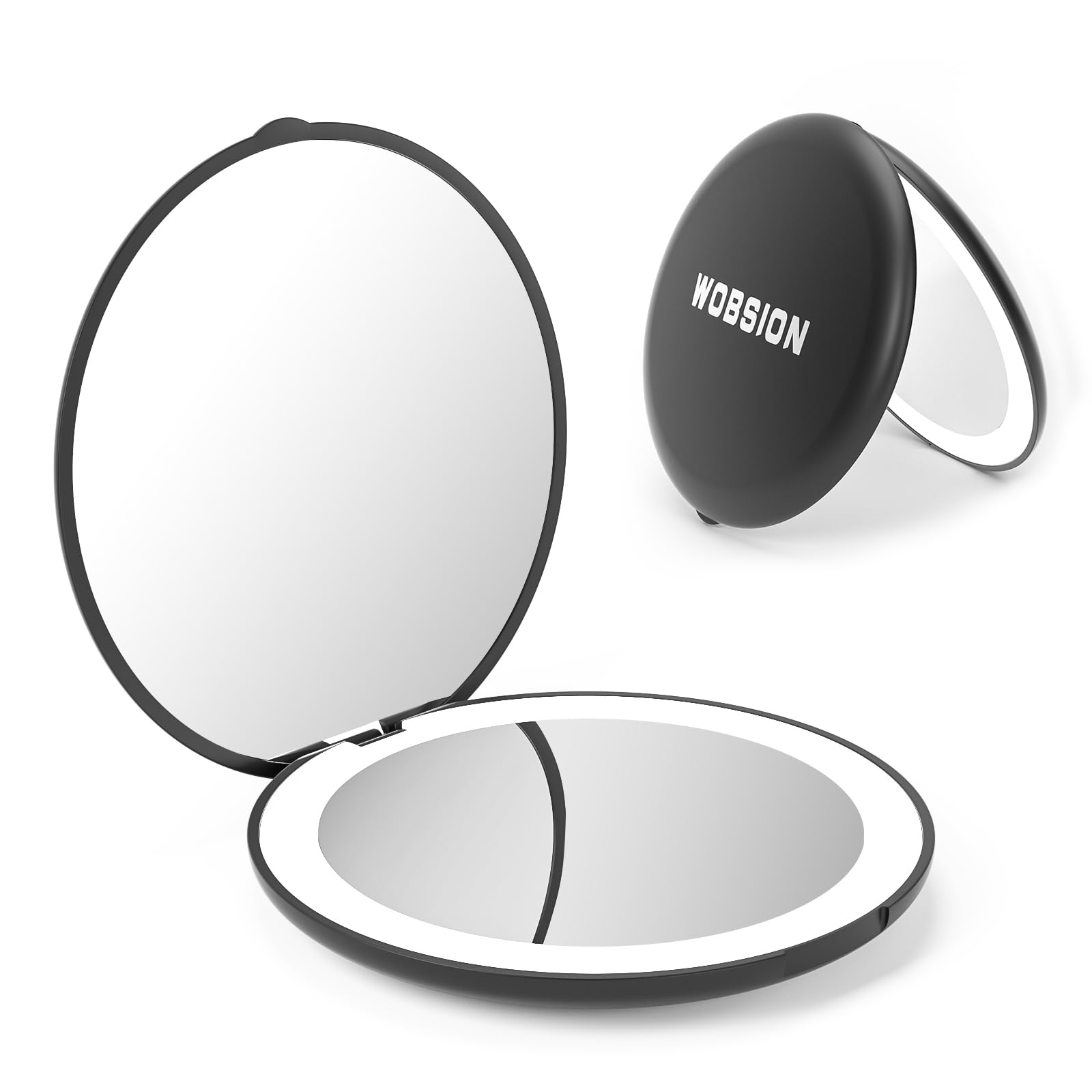 Wobsion Magnification Led Compact Mirror, 1X/10X With Light,Handheld 2-Sided Pocket Mirror,Travel Makeup Mirror,3.5In For Purses