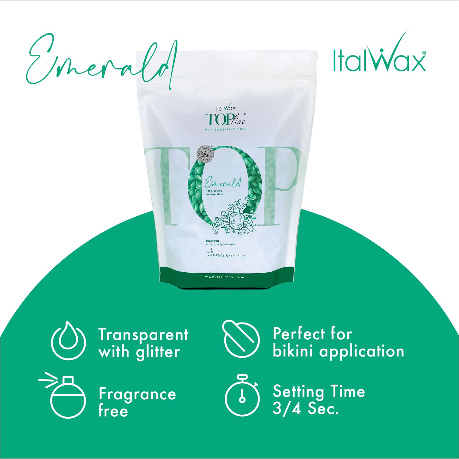 Italwax Hard Wax Beads For Sensitive Skin - 750G/1.65Lb - Synthetic Formulation, Scent Free, Recommended For Bikini Area And Arm