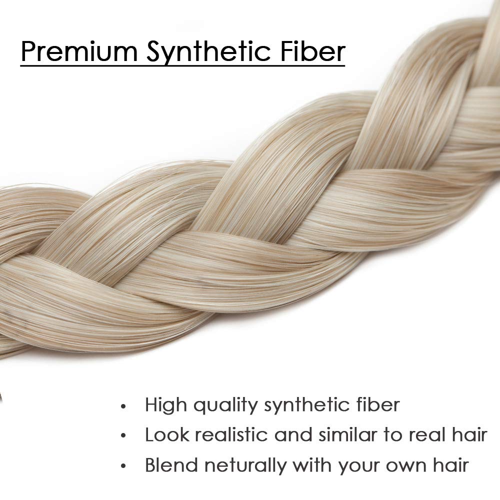 Hairro Braided Headband - Synthetic Plaited Hairpiece For Women, Girls, And Costumes - 3 Strands, 27G #16/613 Sandy Blonde & Ble