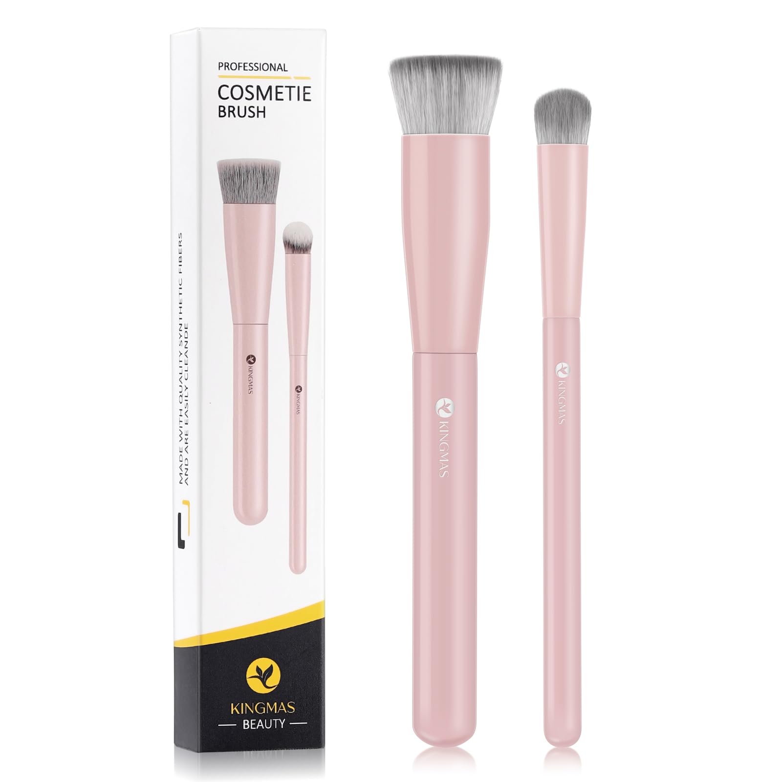 KINGMAS Foundation Makeup Brushes, Flat Top Kabuki Concealer Brush Under Eye Nose Contour Brush for Liquid Cream Powder Blending