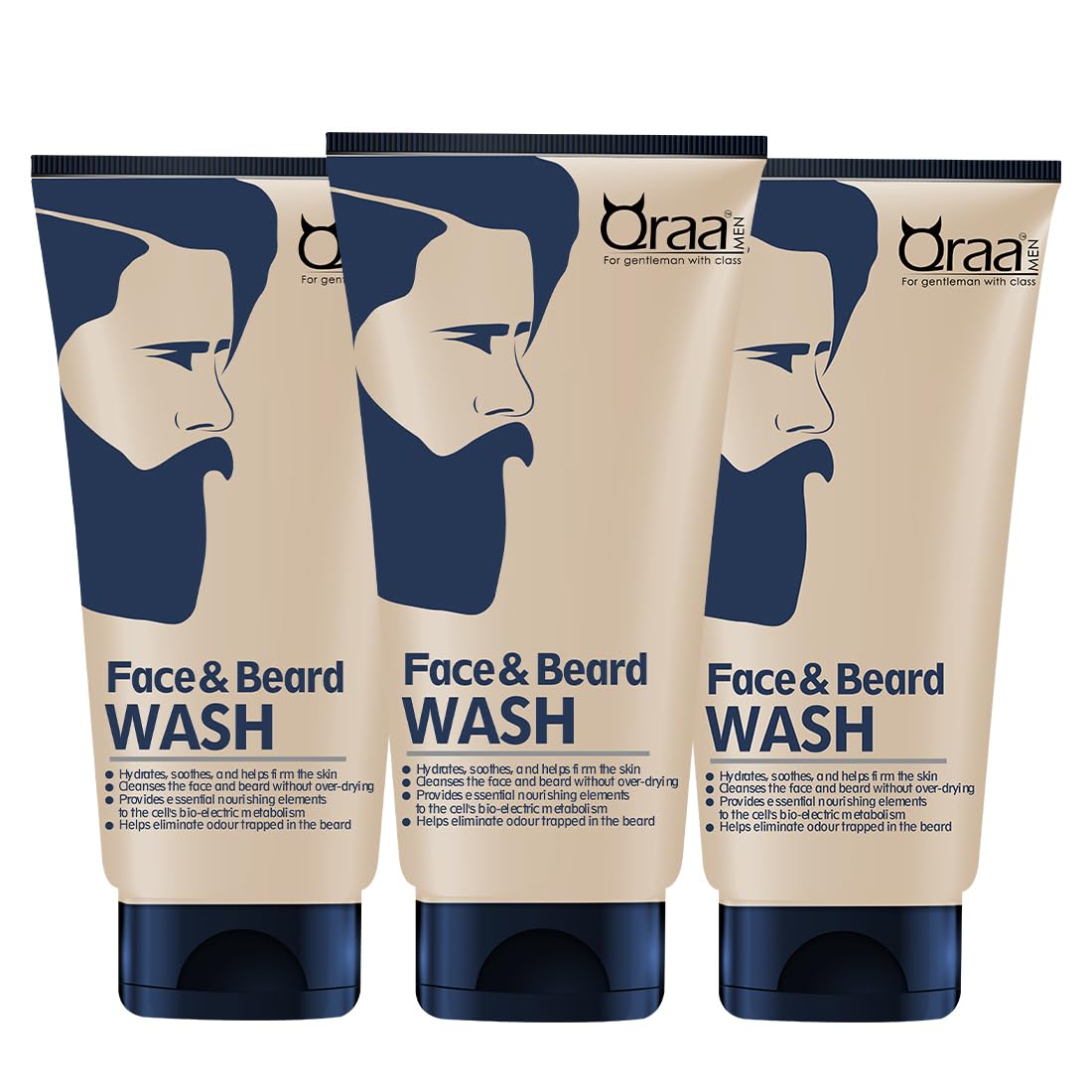 Qraa Men Face And Beard Wash | 2 In 1 Beard & Face Wash | Rosemary & Aloe Vera For Deep Cleansing |100Gm X 3 | Refreshes & Sooth