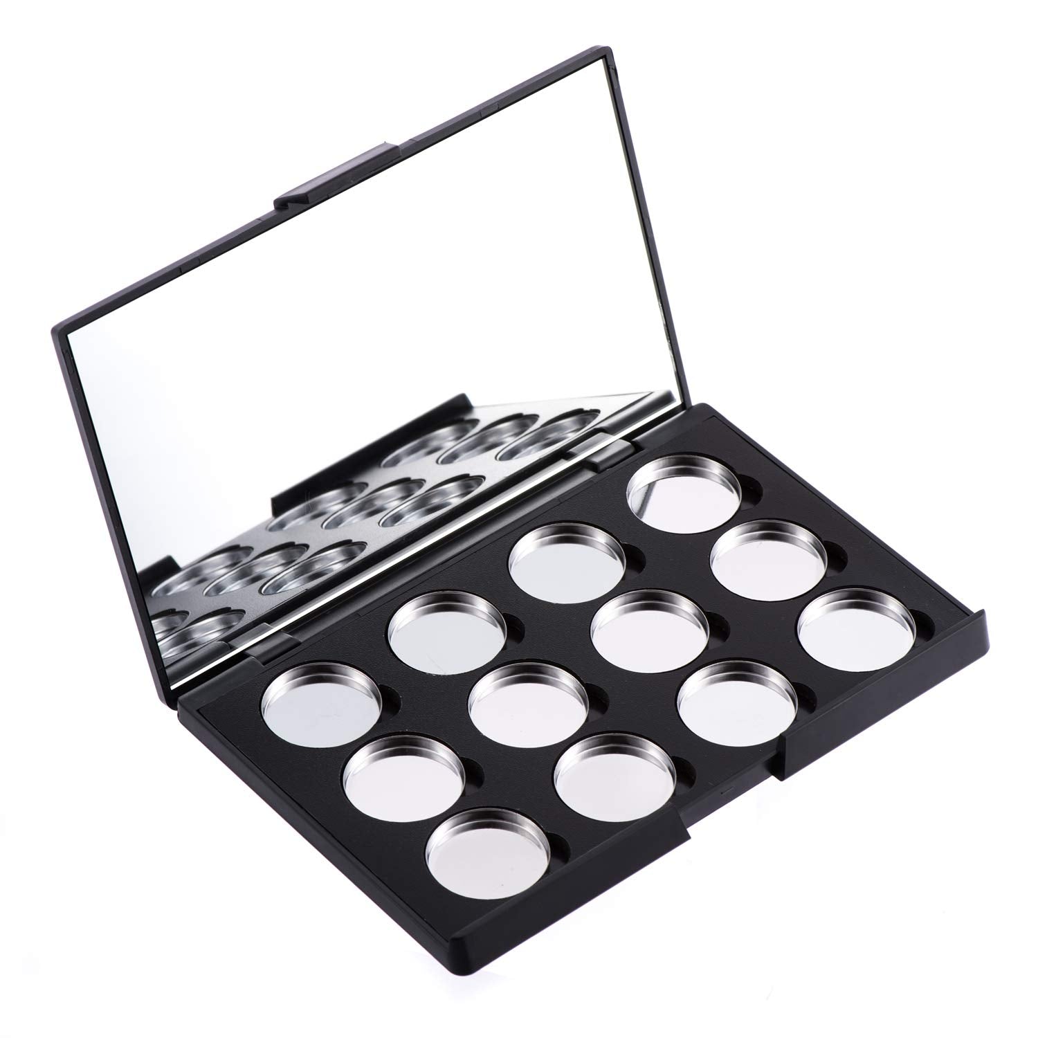 Allwon Empty Magnetic Eyeshadow Makeup Palette With Mirror And 12Pcs 26Mm Round Metal Pans