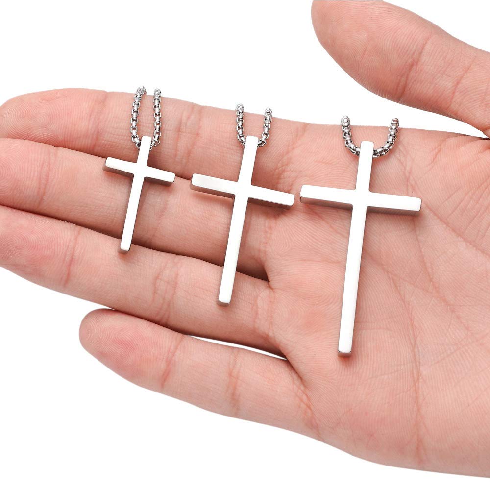 Ursteel Silver Cross Necklace for Women, Gold Plated Cross Chain Stainless Steel Cross Pendant for Women Teenage 20 Inch Cross N