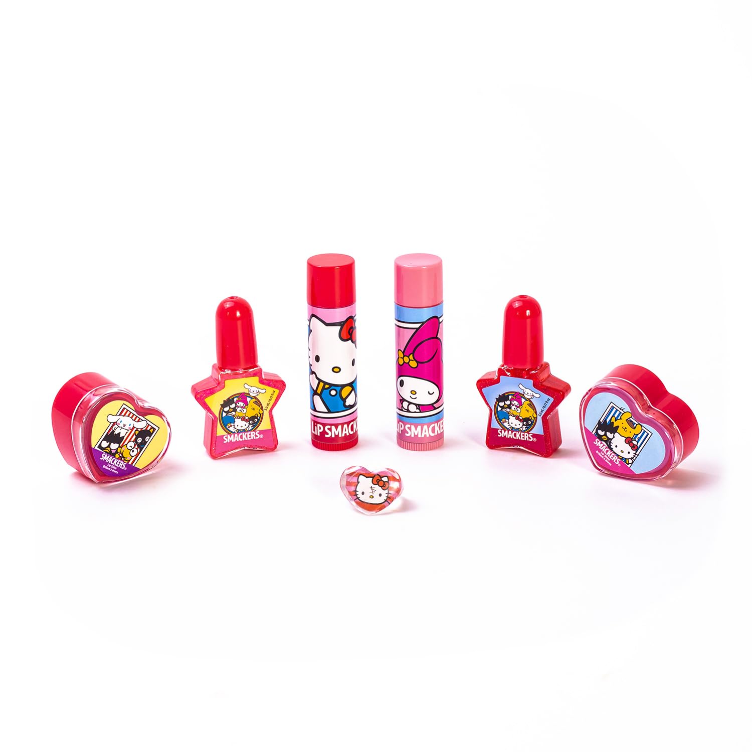 Lip Smacker Hello Kitty Nail Polish & Flavored Lip Balm Makeup Tote - Moisturizing Balms, Colorful Nail Polishes, Sanrio Accesso