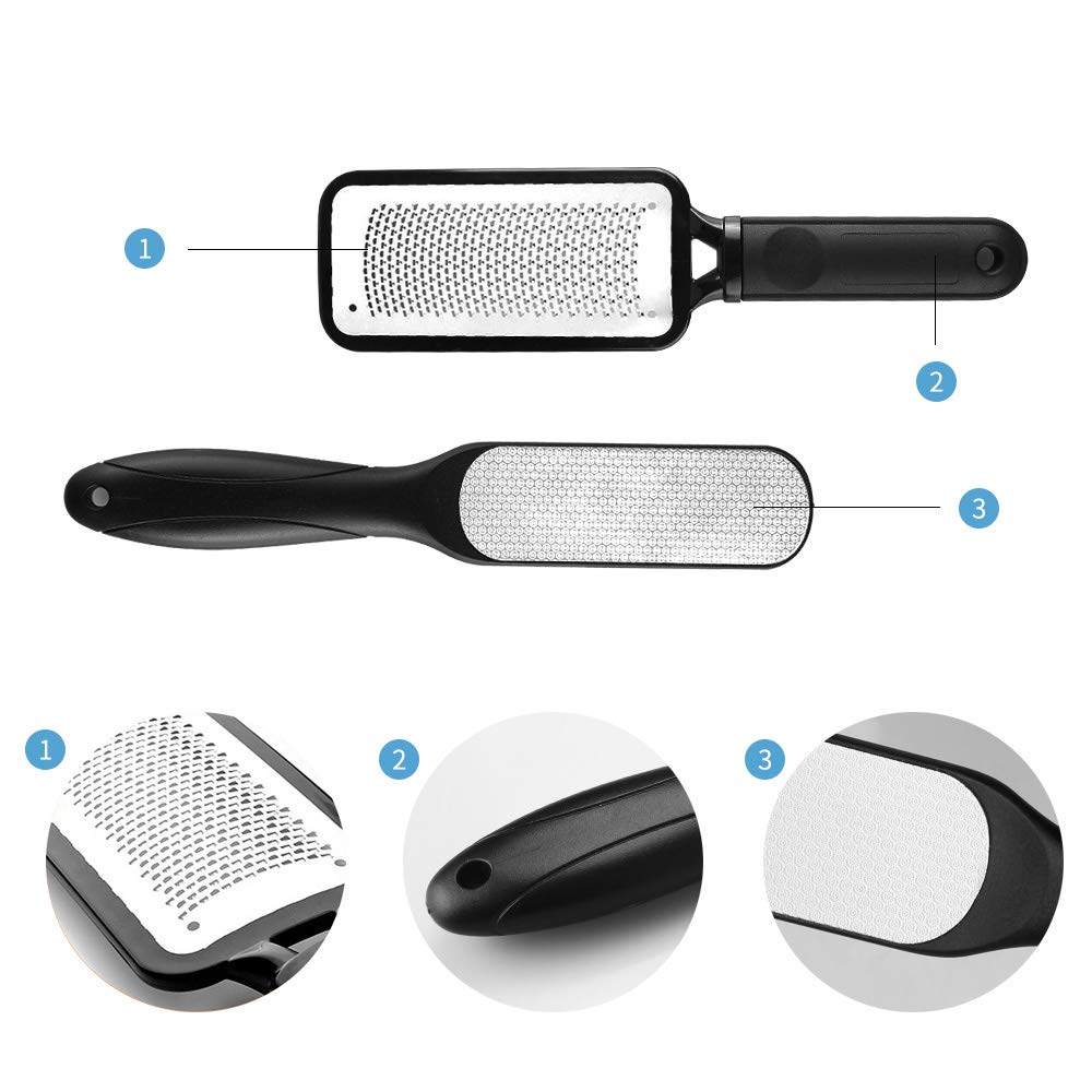 Fu Store Foot Files Callus Remover 2 Pcs Stainless Steel Foot Rasp And Dual Sided Foot File Professional Scrubber Pedicure Tools