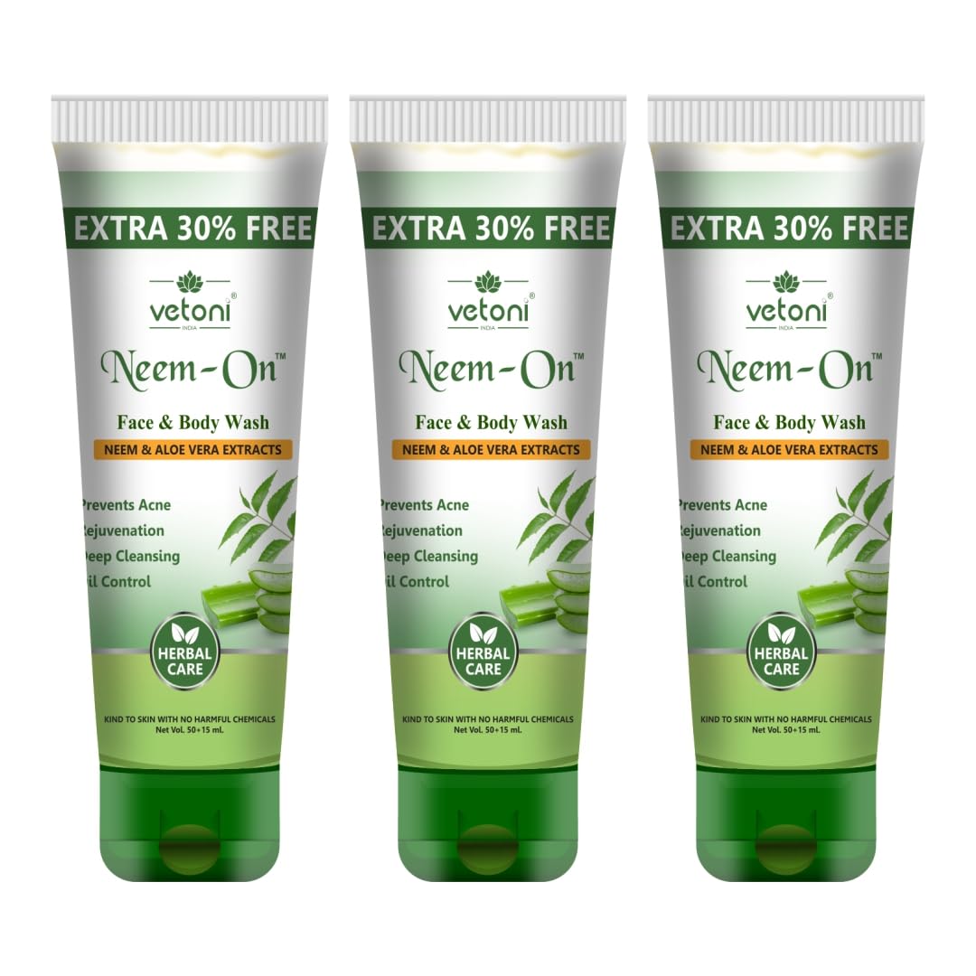 Vetoni Neem & Aloe Vera Facewash For Men & Women | 4X Deep Action Cleanse | Fights Acne, Refreshes Skin, Gentle Daily Care Formu
