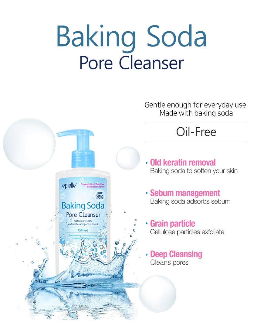 Epielle Baking Soda Pore Cleanser | Oil-Free, Gentle Daily Use | Cleanse & Exfoliate Pores For Oily & Combination Skin | 6.77 Fl