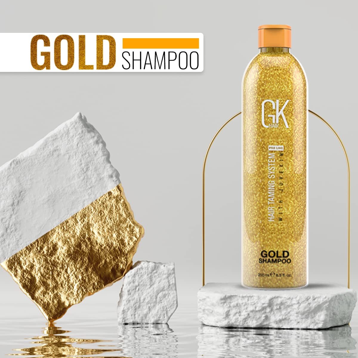 Gk Hair Global Keratin Gold Shampoo (8.5 Fl Oz/250Ml) Hair Moisturizing Shine And Protection With Argan Oil, Shea Butter, Natura