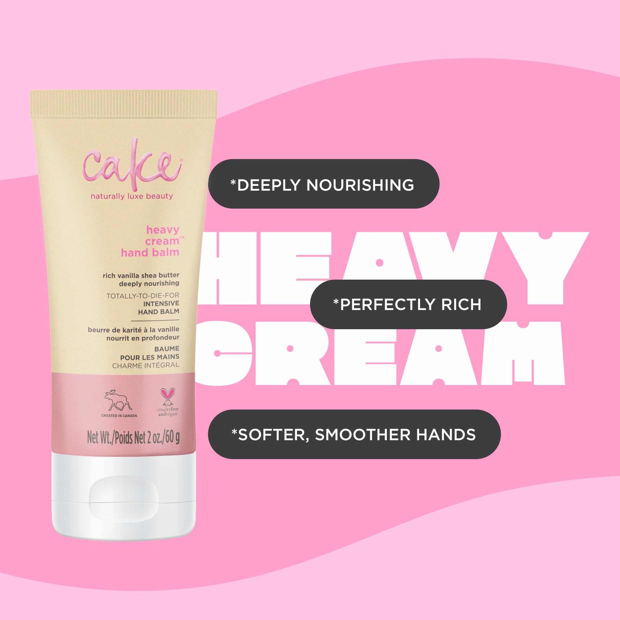 Cake Beauty Hand Cream, Heavy Cream - Intensive Hand Repair Balm - Rich Moisture - Shea Butter & Aloe Vera - For Dry Hands - Tra