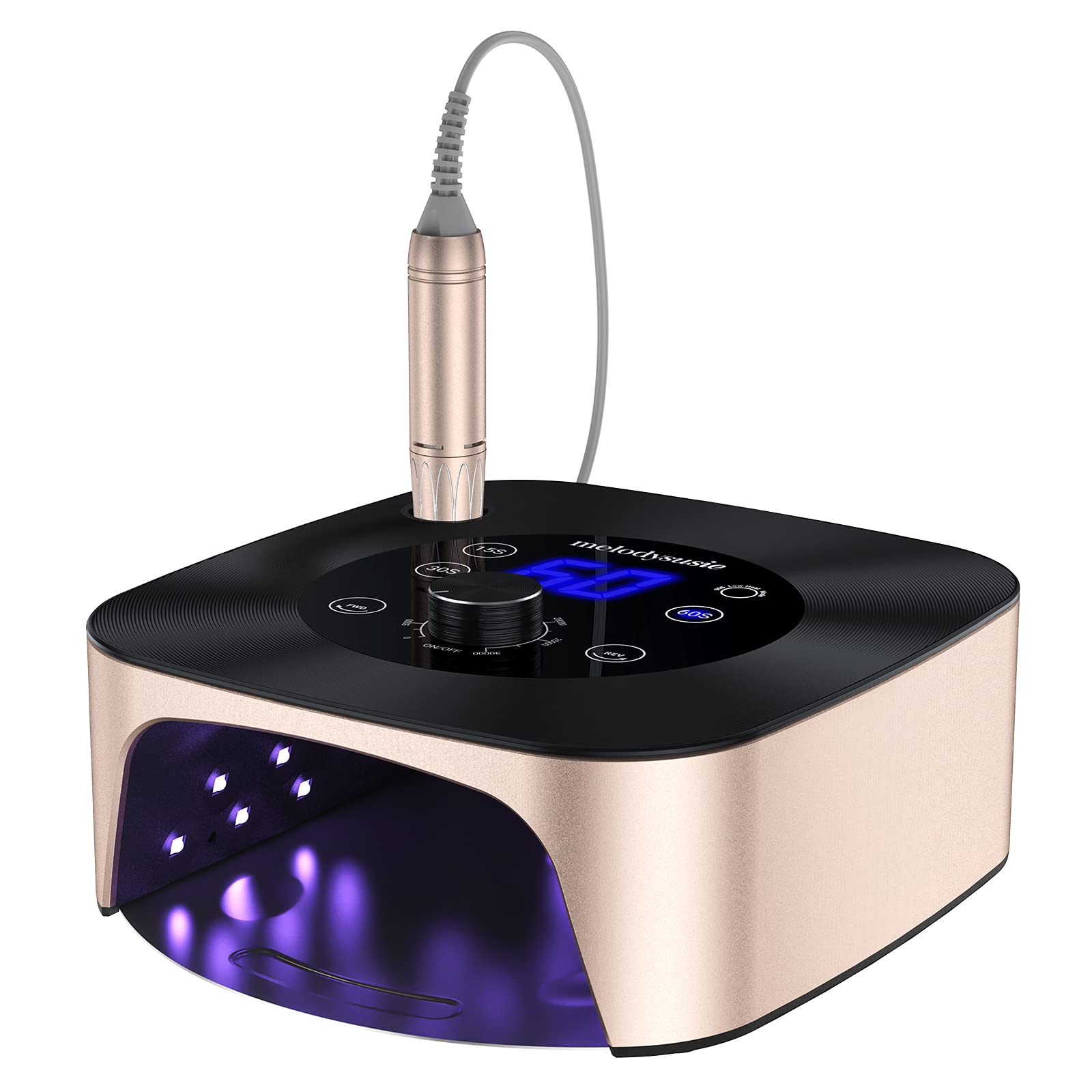 MelodySusie Professional 2 in 1 Nail Drill with Nail Lamp, XC320C, 30000 RPM Nail Drill, Nail Dryer with 4 Timer Setting Sensor 