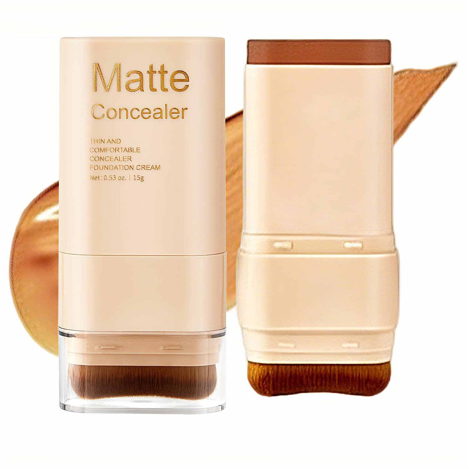 Matte Concealer Foundation Stick with Brush, SerumInfused Tinted Moisturizer & Skin Tint, Lightweight Hydrating Concealer & Con