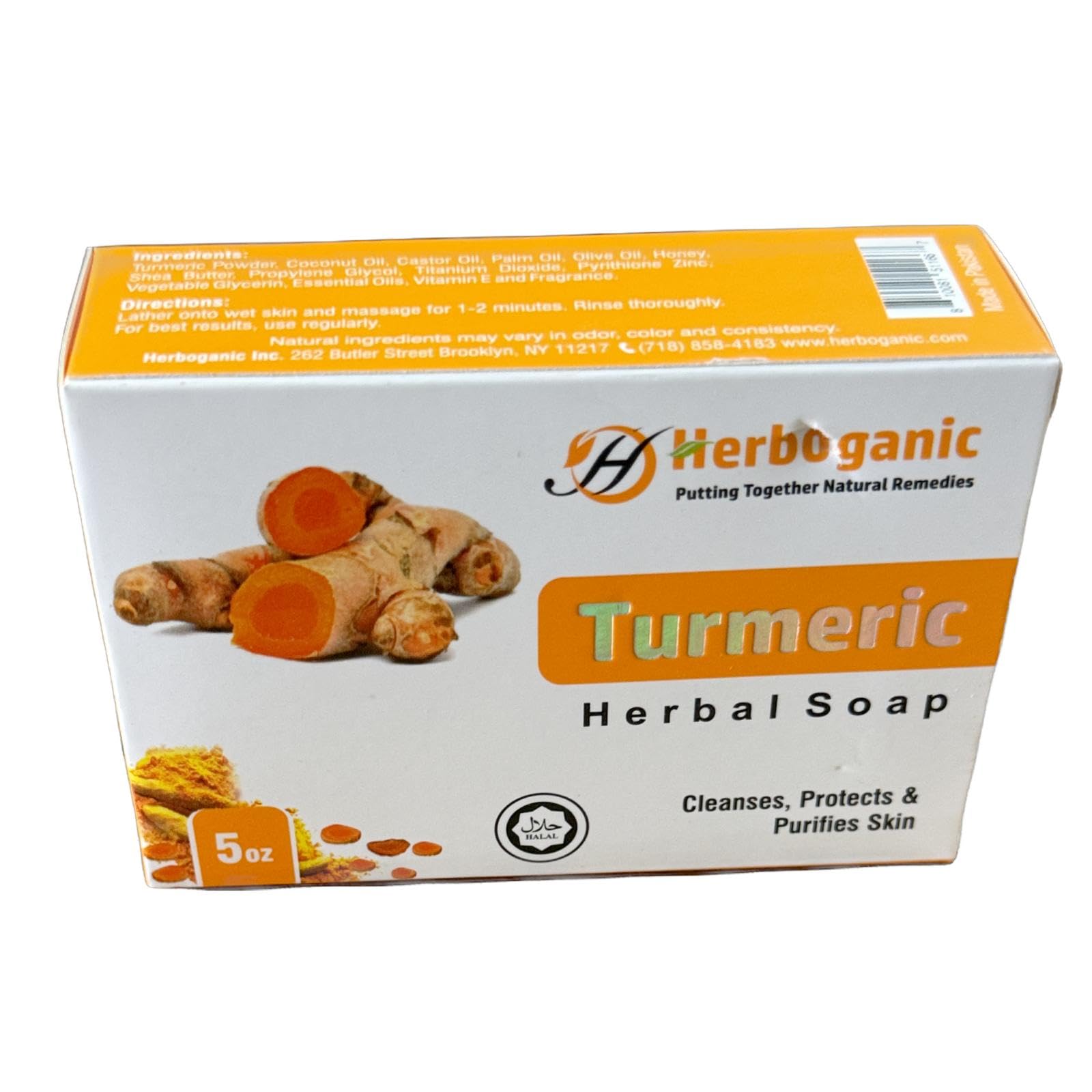 HERBOGANIC Turmeric Herbal Soap | Herbal Bar Soap with Benefits of Turmeric | Nourishes Skin | For Healthy, Radiant Skin | All N