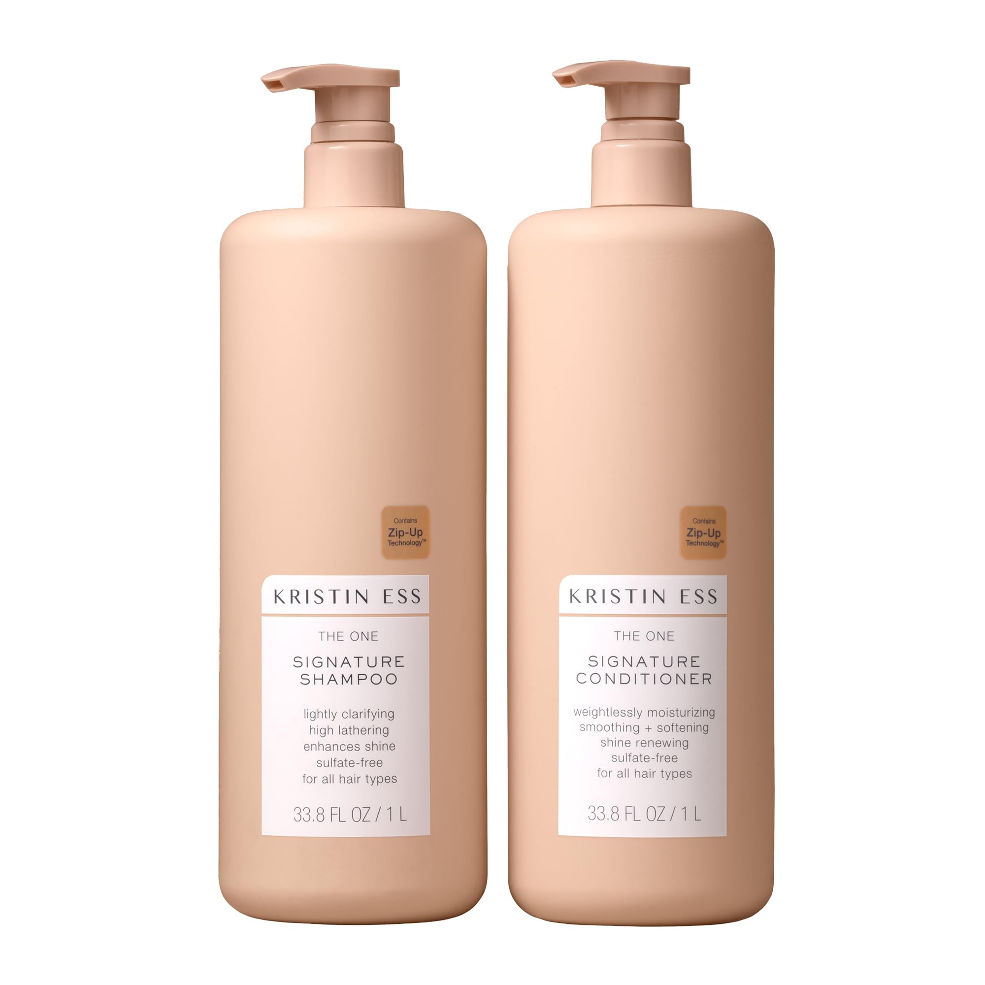 Kristin Ess Signature Shampoo and Conditioner Set with Pumps | Daily Sulfate Free, Color Safe, Hydrating, Moisturizes, Adds Soft