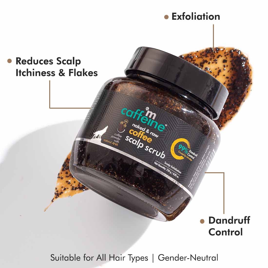 Mcaffeine Naked And Raw Coffee Scalp Scrub - Scalp Cleanser Dandruff Removal - Suitable For All Hair Types - Natural Aha - Scalp
