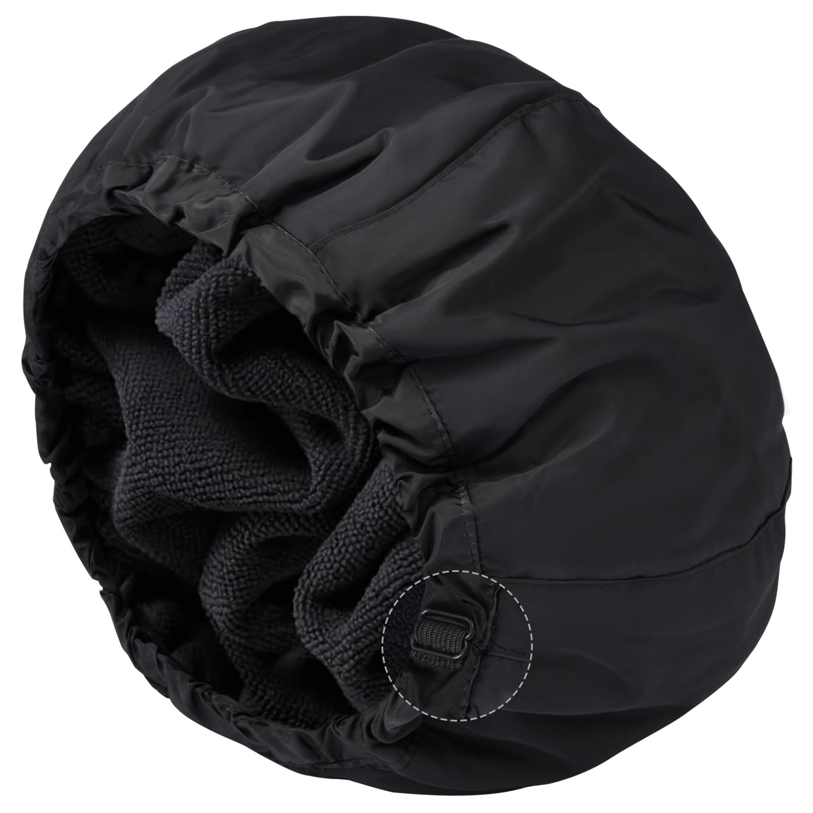 Shower Cap For Women Black Bath Cap, Reversible Large Waterproof Adjustable Shower Caps Terry Lining & Elastic Band Stretch Hem