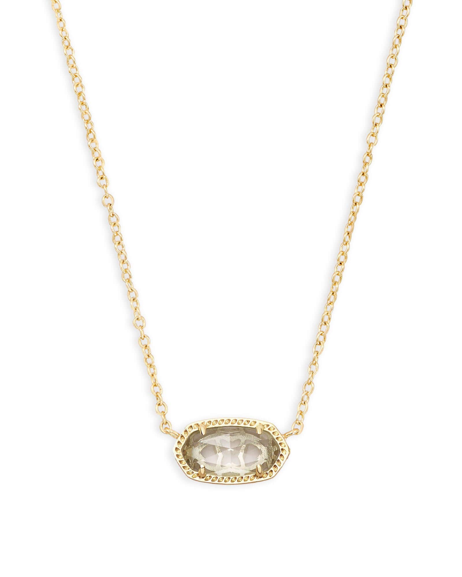 Kendra Scott Elisa Short Pendant Necklace for Women, Dainty Fashion Jewelry, 14K Gold-Plated, Crystal Clear Glass