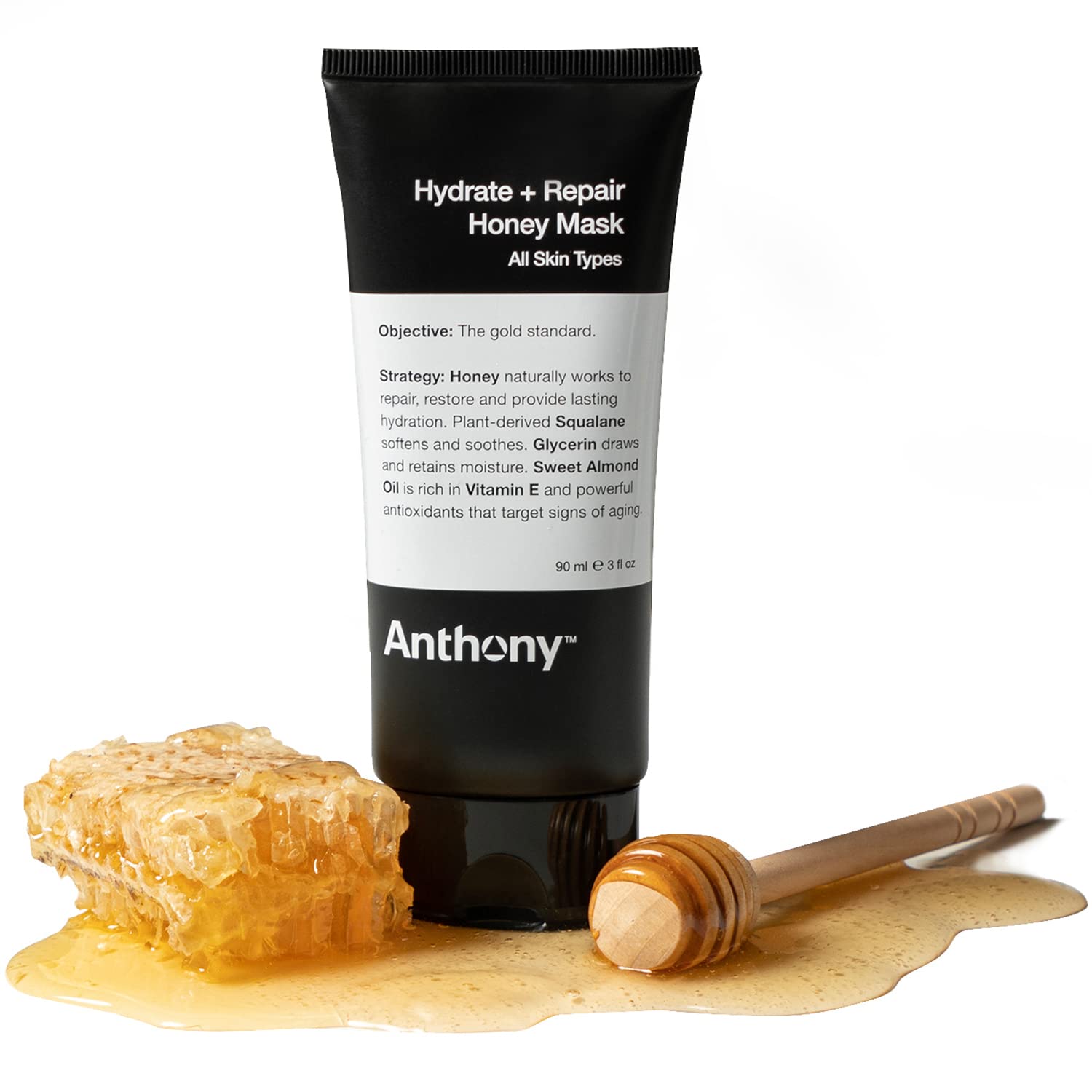 Anthony Hydrate + Repair Honey Mask, Stimulates Your Skin and Opens Pores with Honey, Vitamins C & E, Glycerin, Sweet Almond, Sq