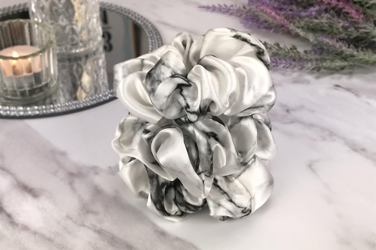 Celestial Silk Mulberry Silk Scrunchies For Hair (Marble)