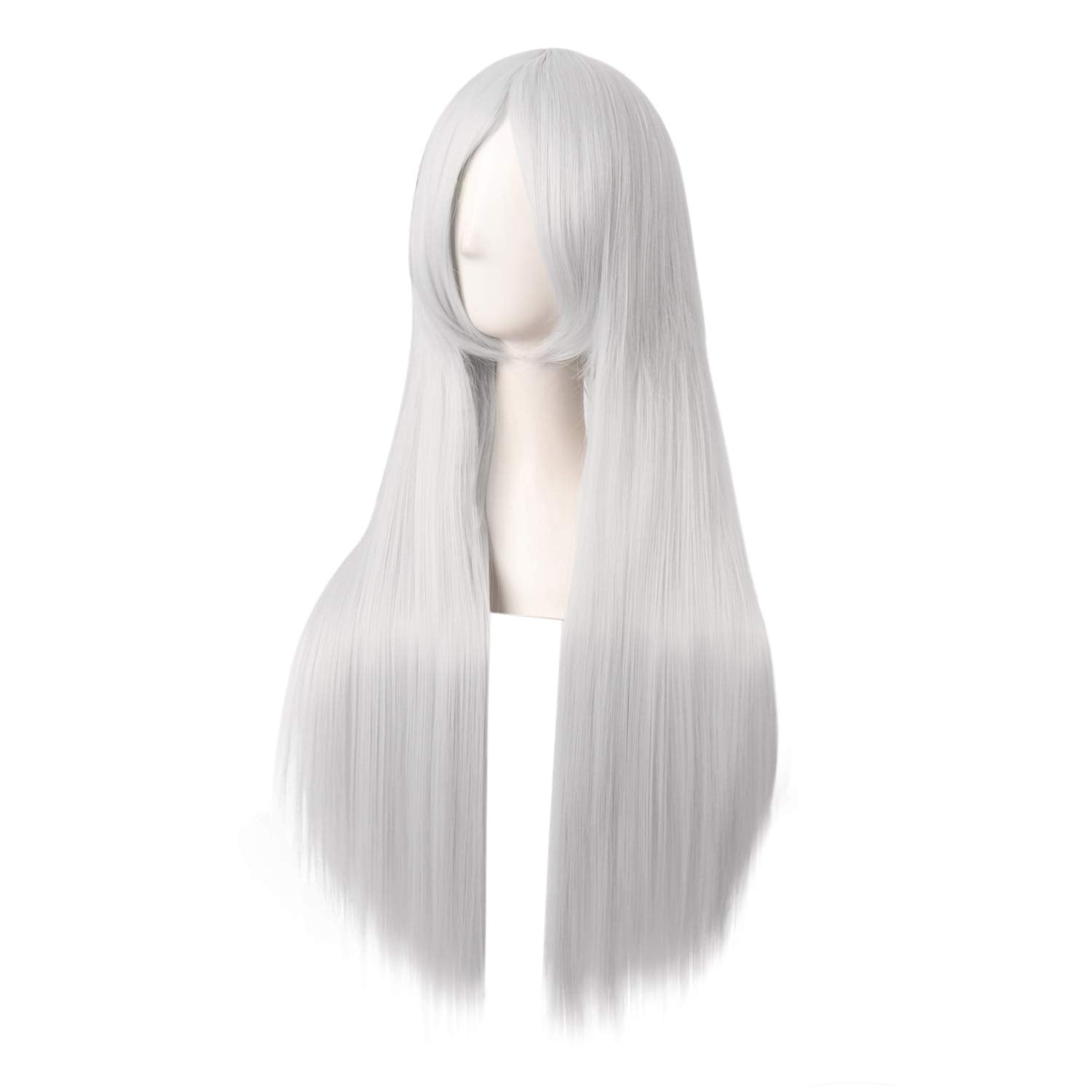 MapofBeauty 32 Inch/80cm Long Straight Anime Costume Cosplay Wig Party Wig (Silver)