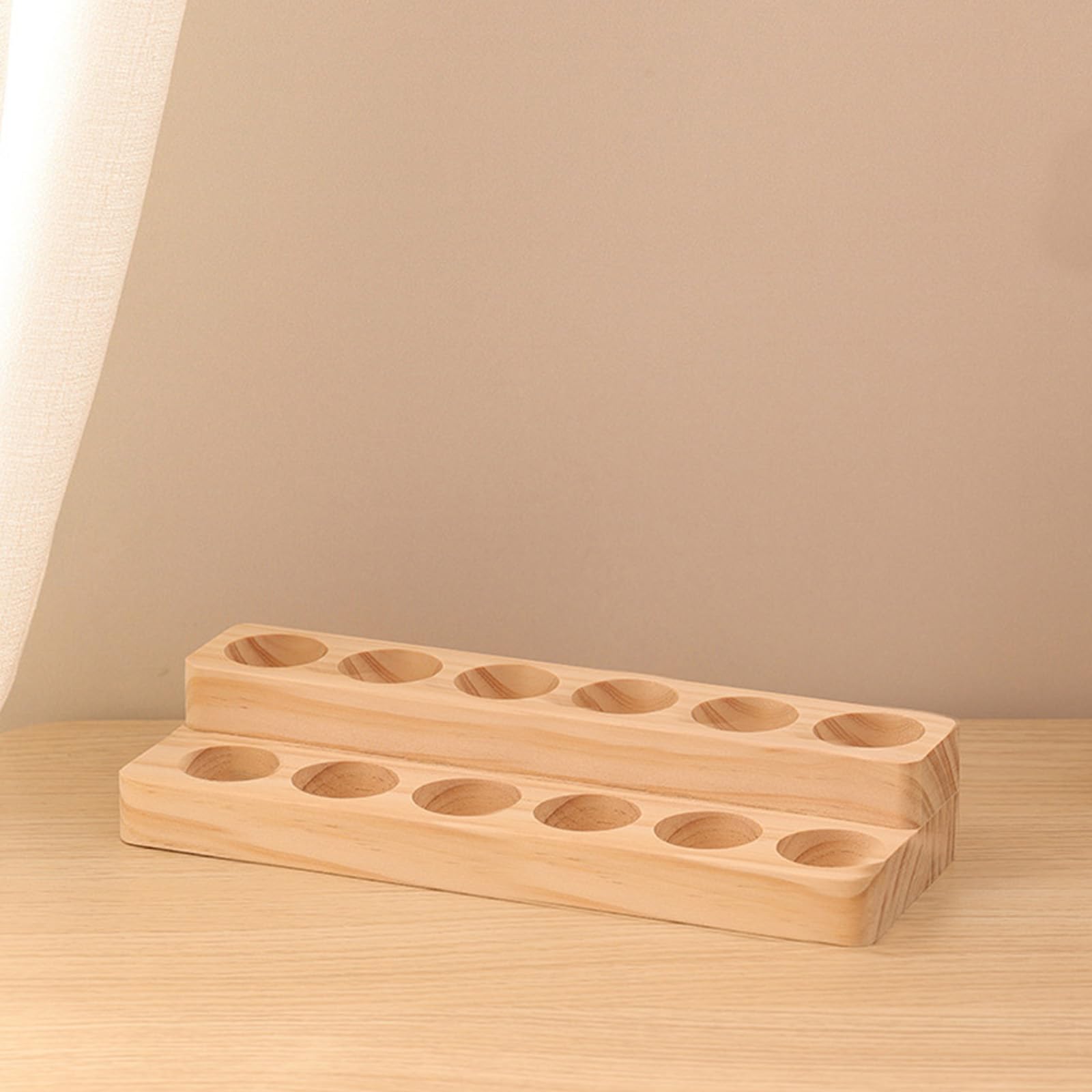 LONG TAO Essential Oil Display Stand Solid Wood Essential Oil Holder with 2 Tier Display Organizer Essential Oils Box Organizer