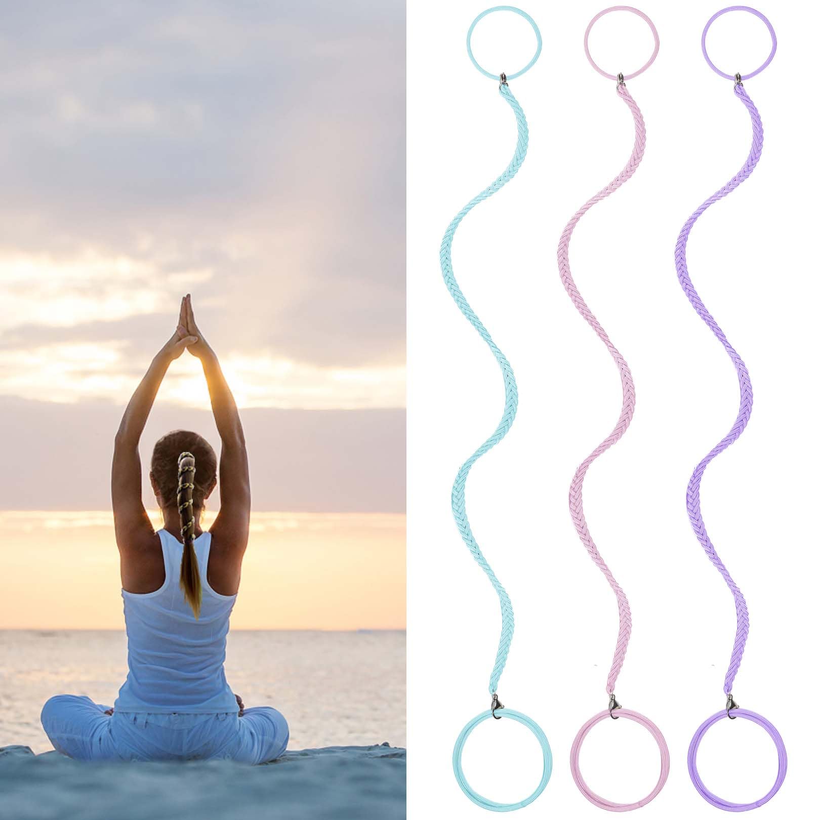3 Packs 16'' Elastic Hair Ties For Thin Hair, Strong Braided Hair Bands For Women'S Hair Long Ponytail Holders Stretchy Pony Tai