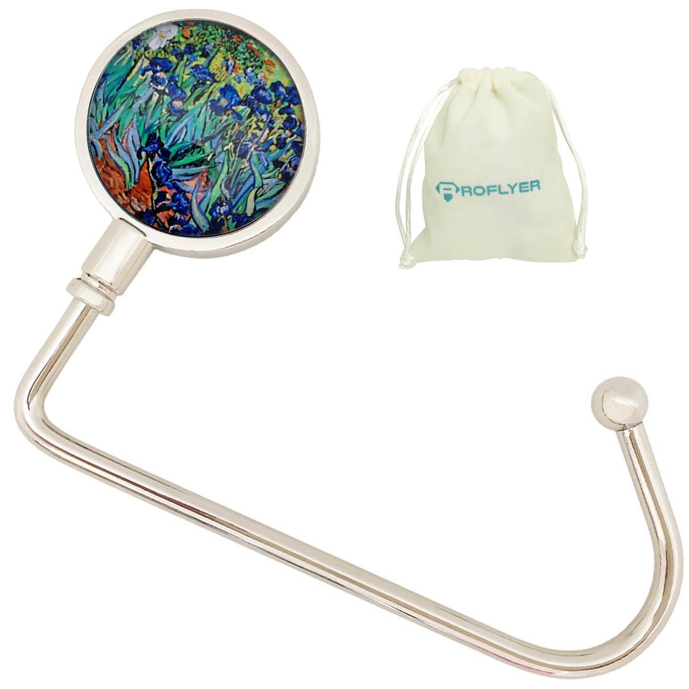 ROFLYER Purse Hook Hanger for Table Bar Handbag Hanger Safer Cleaner Bag Table Hanger with Velvet Pouch (Flowers Sea)