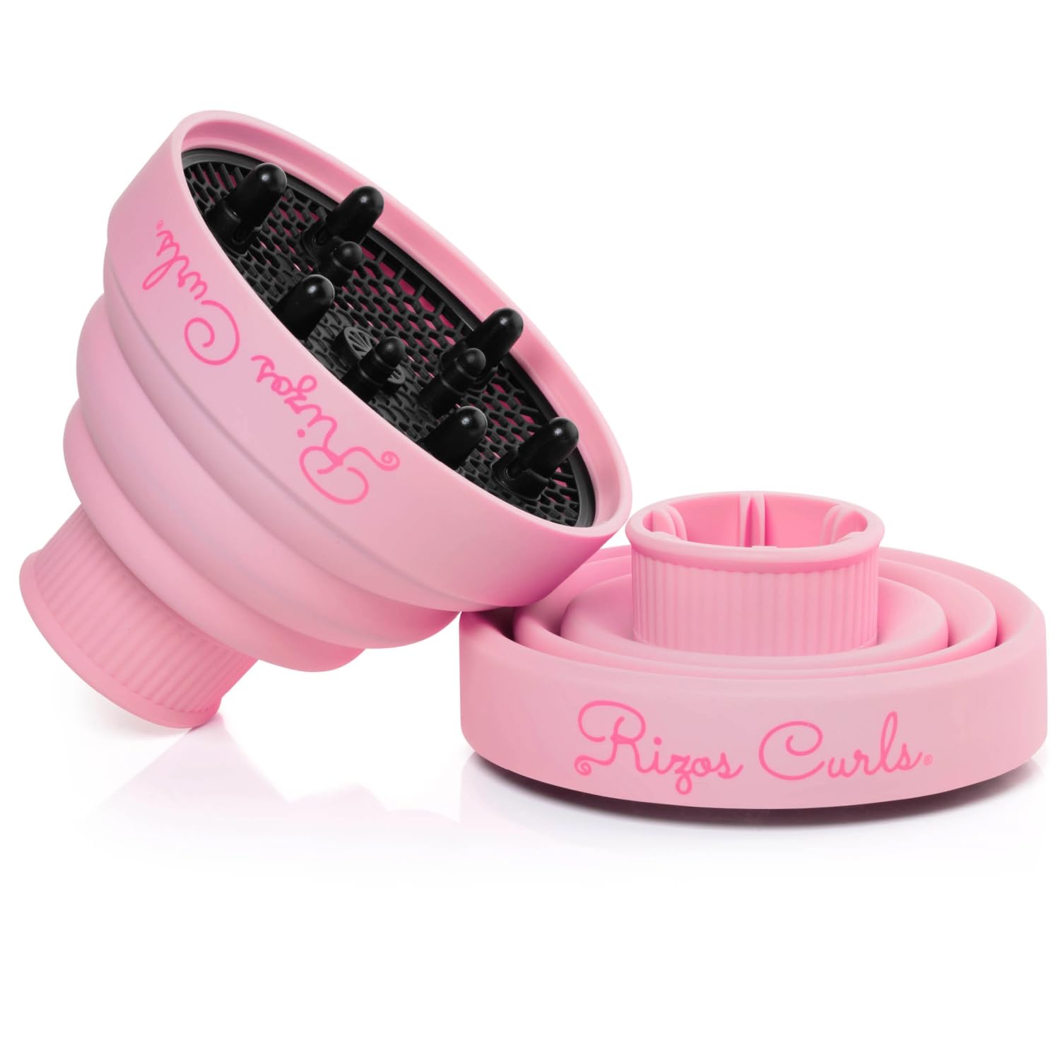 Rizos Curls Pink Collapsible Hair Diffuser For Drying Curly Hair (For Attaching To Hair Dryer). Perfect For Wash N' Go & Travel!