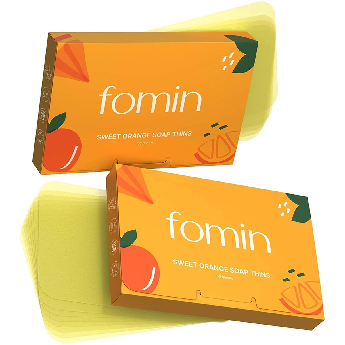 FOMIN - Antibacterial Paper Soap Sheets for Hand Washing - (200 Sheets) Orange Portable Travel Soap Sheets, Dissolvable Camping 